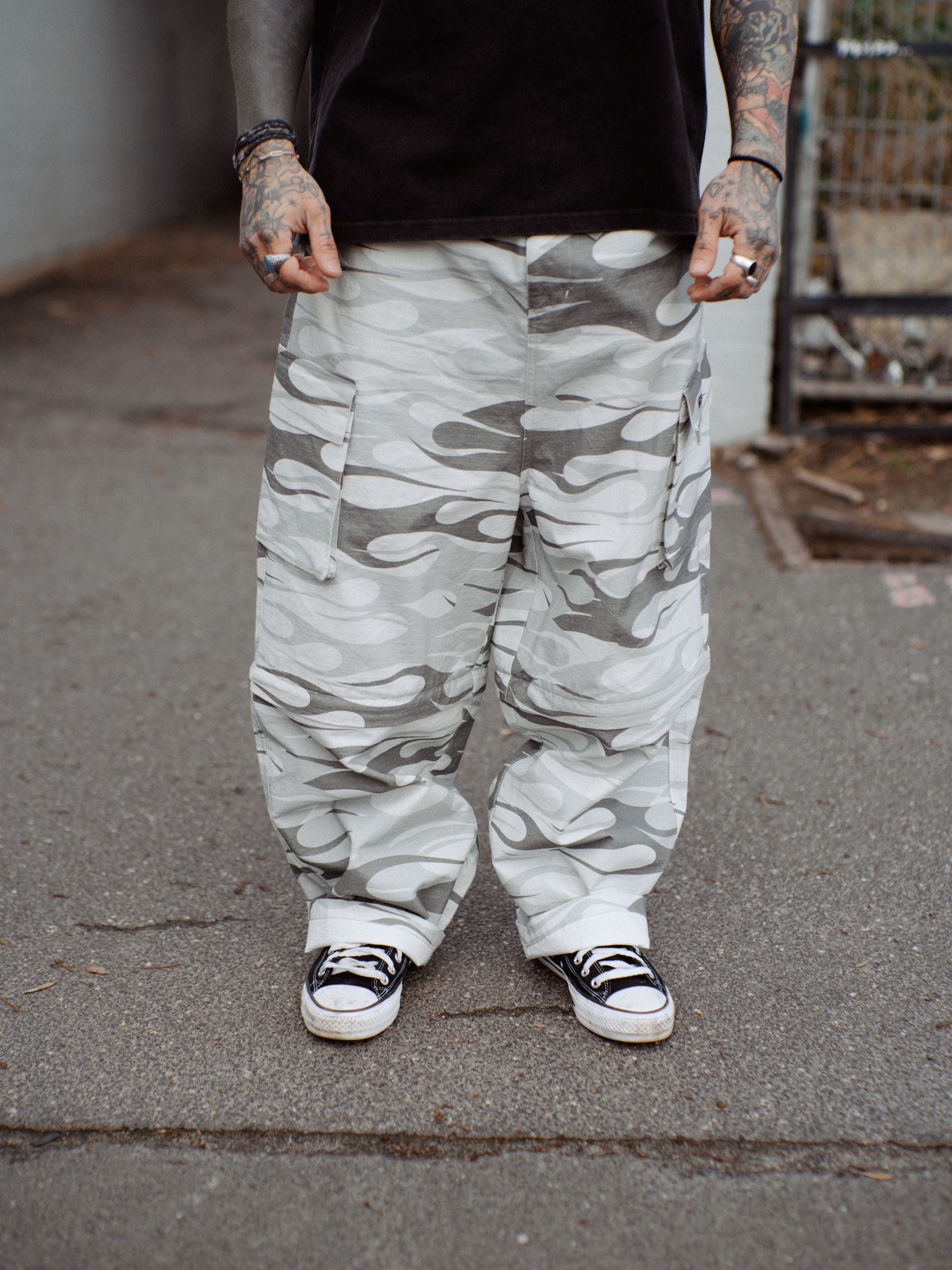 Snow Flame Convertible Pants - White Camo