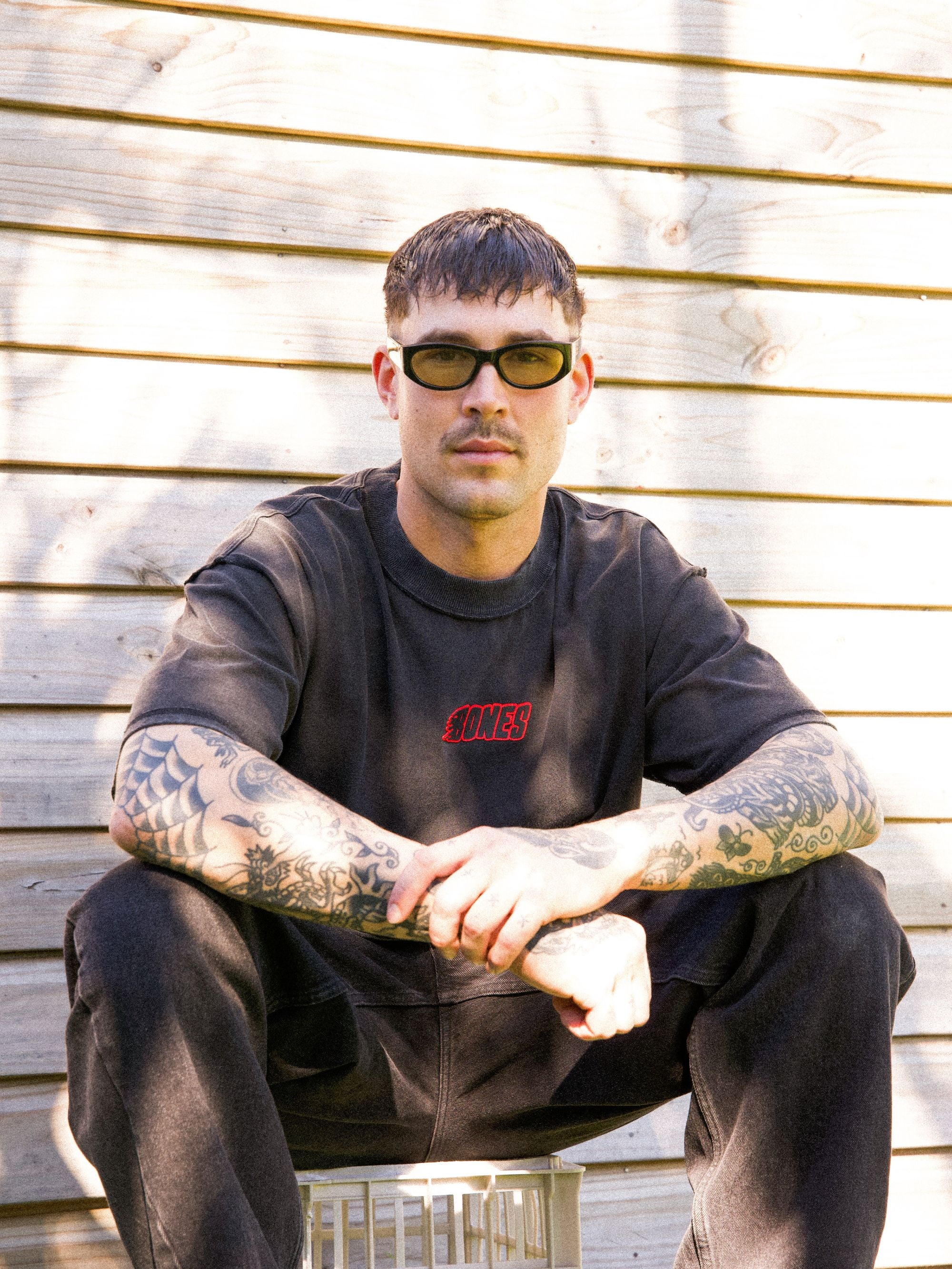 Flaming Bones Inverse Tee - Vintage Black