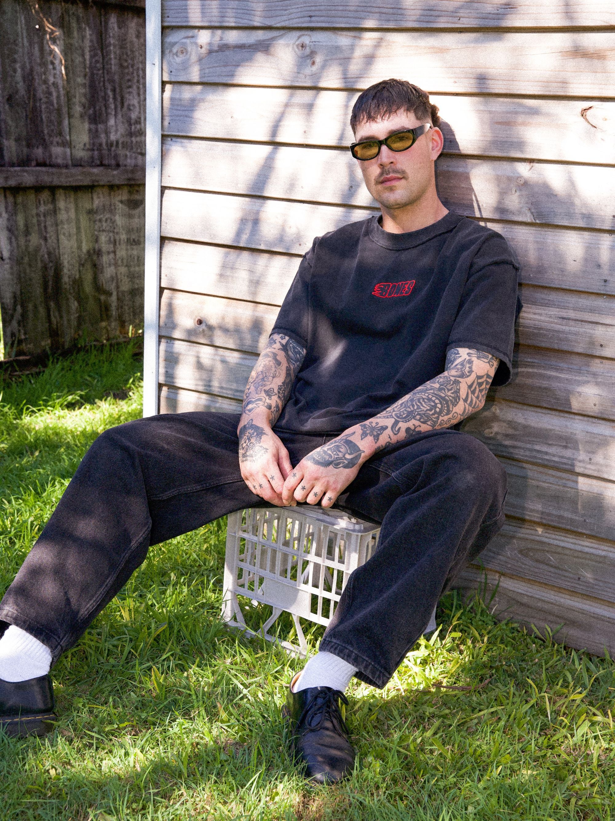 Flaming Bones Inverse Tee - Vintage Black