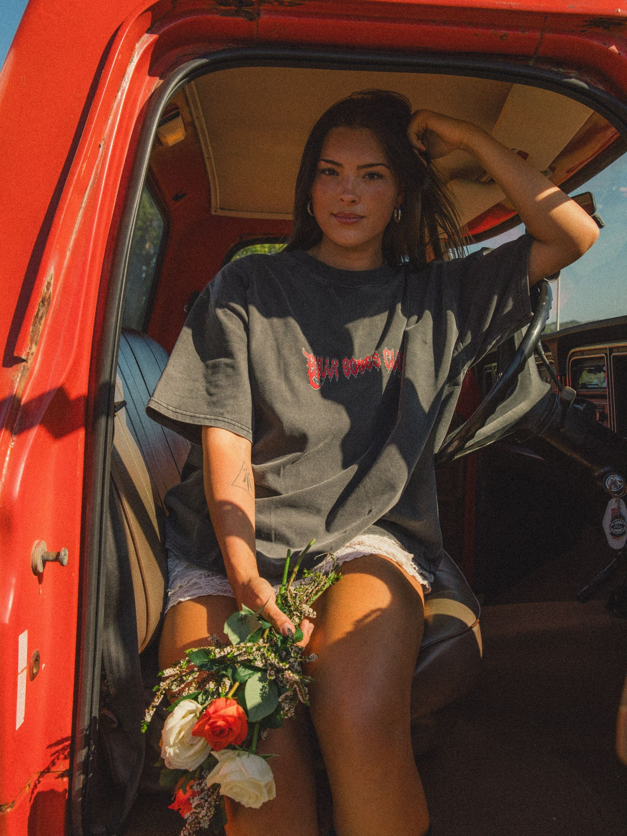 No Rain, No Flowers Tee - Washed Black