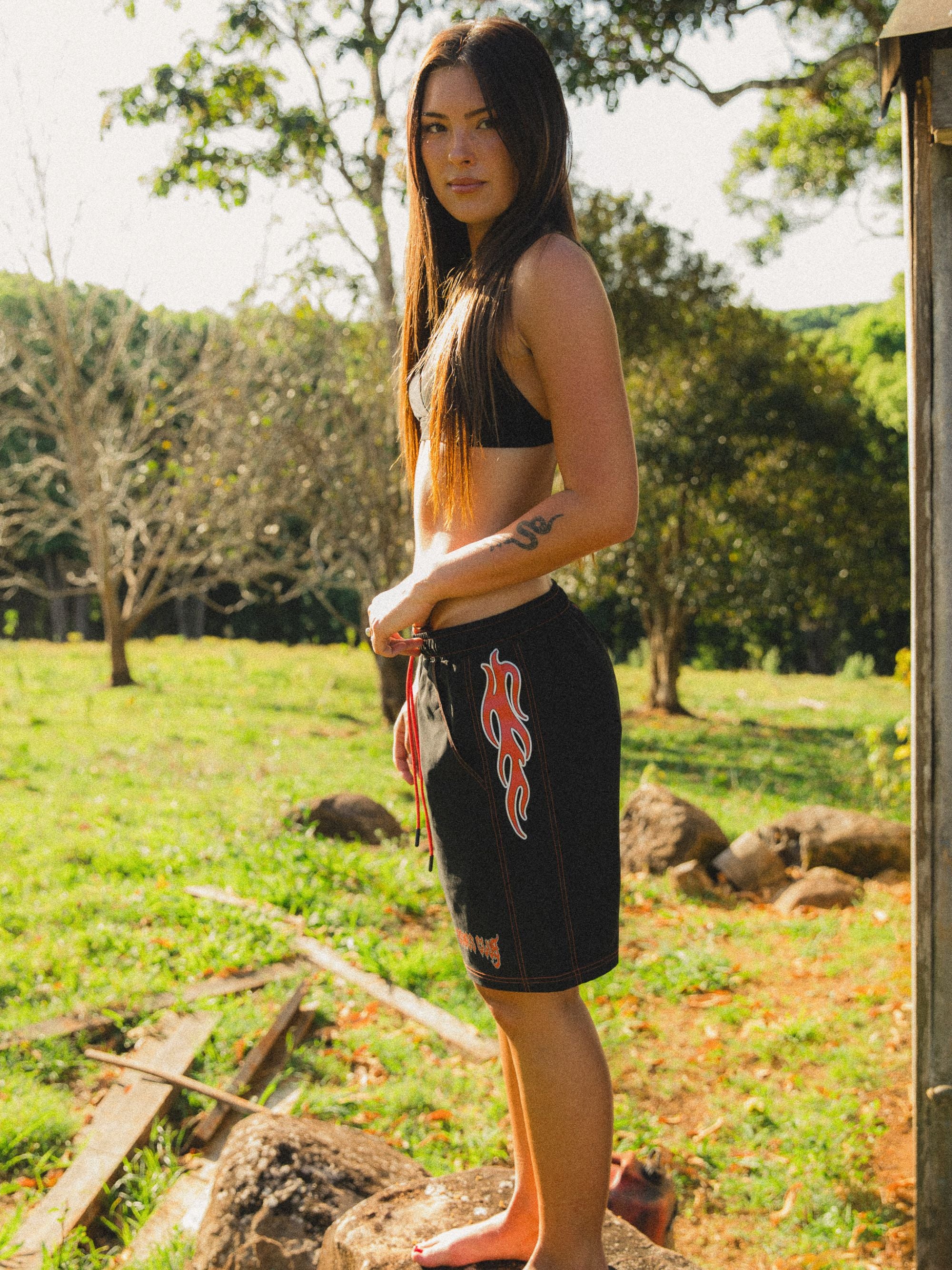 No Rain, No Flowers Boardies - Black