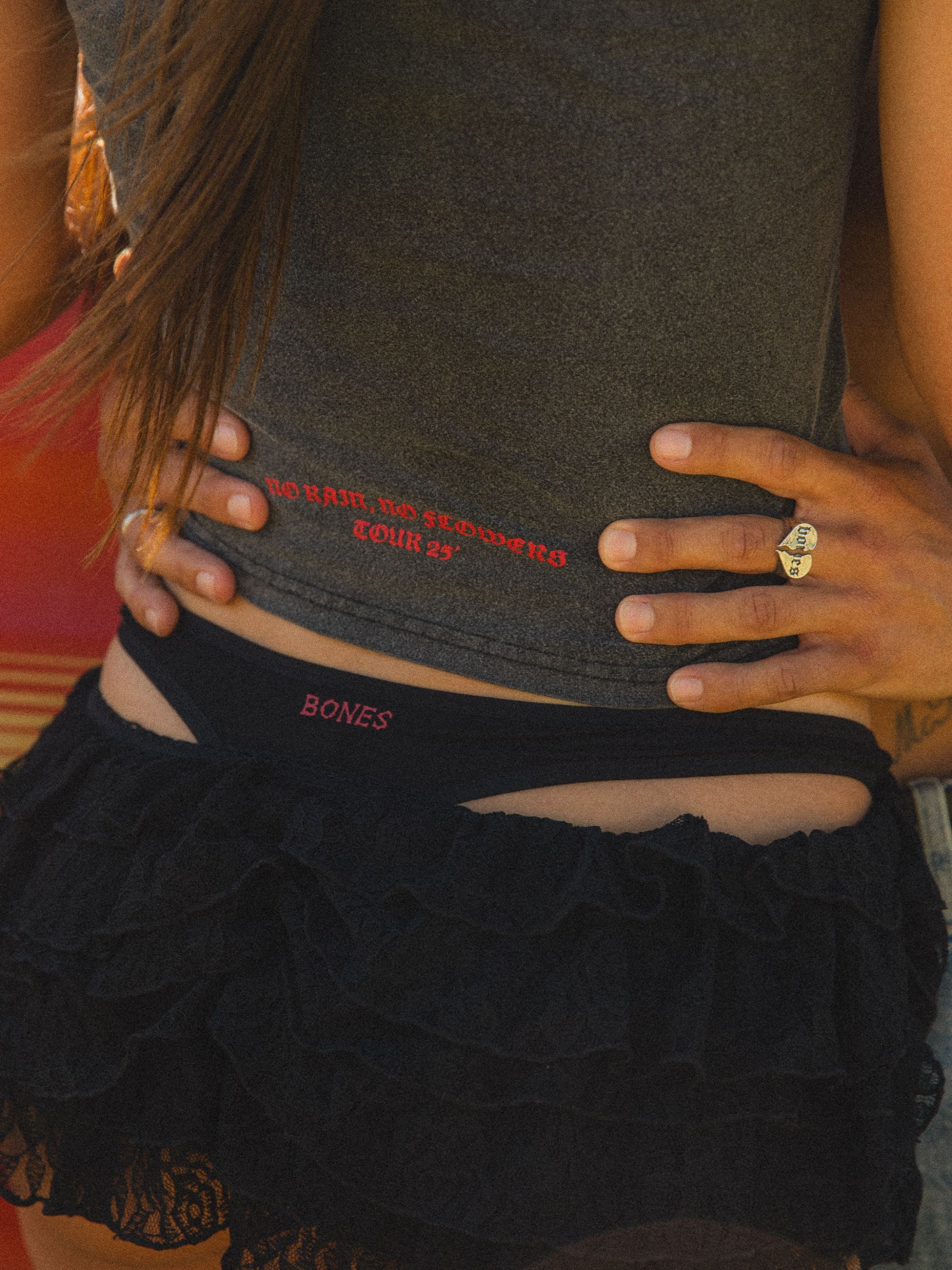 No Rain, No Flowers Baby Tee - Washed Black