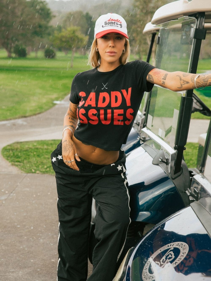Caddy Issues Baby Tee - Vintage Black