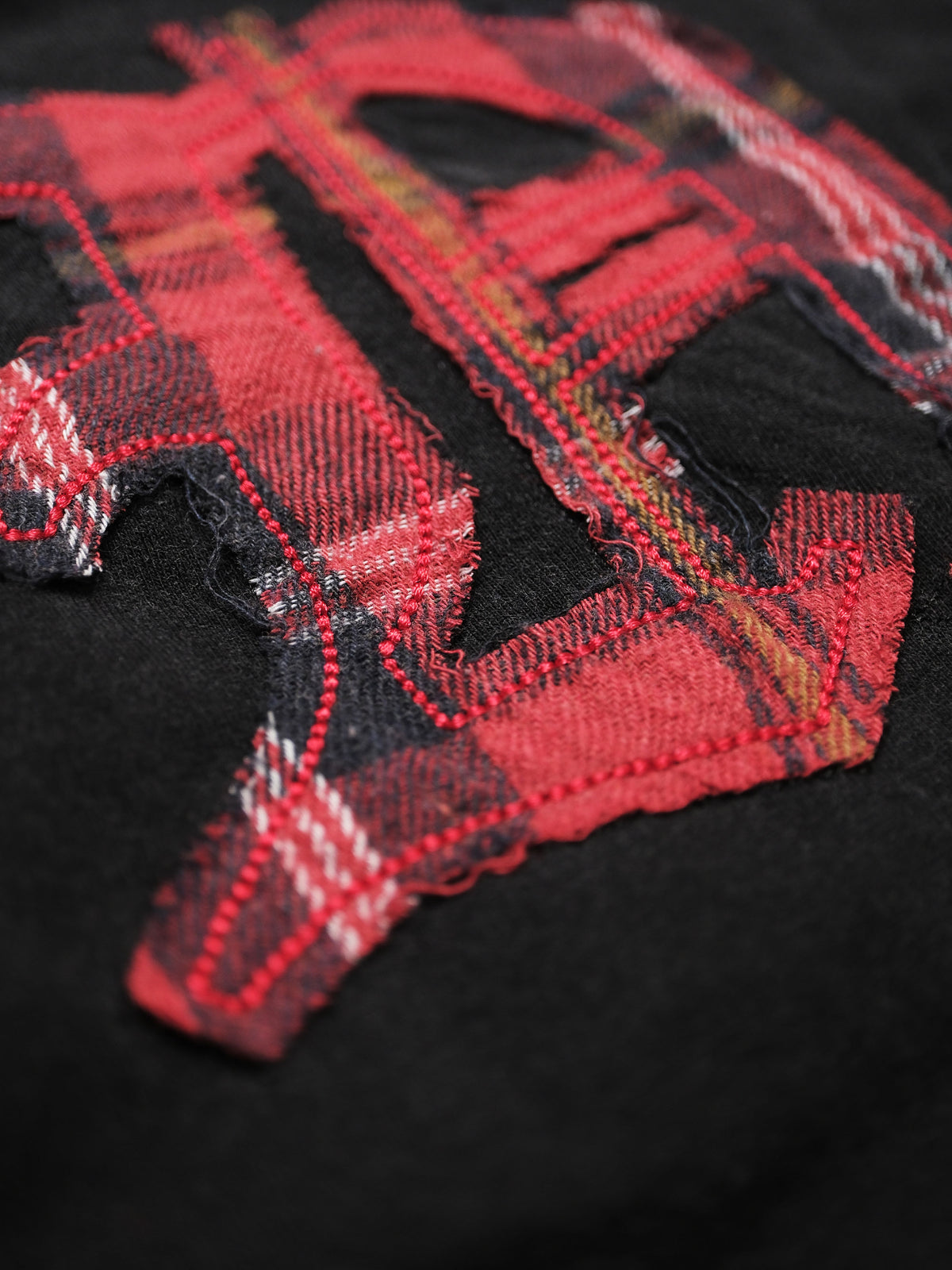 Plaid Bones Logo Tee - Washed Black
