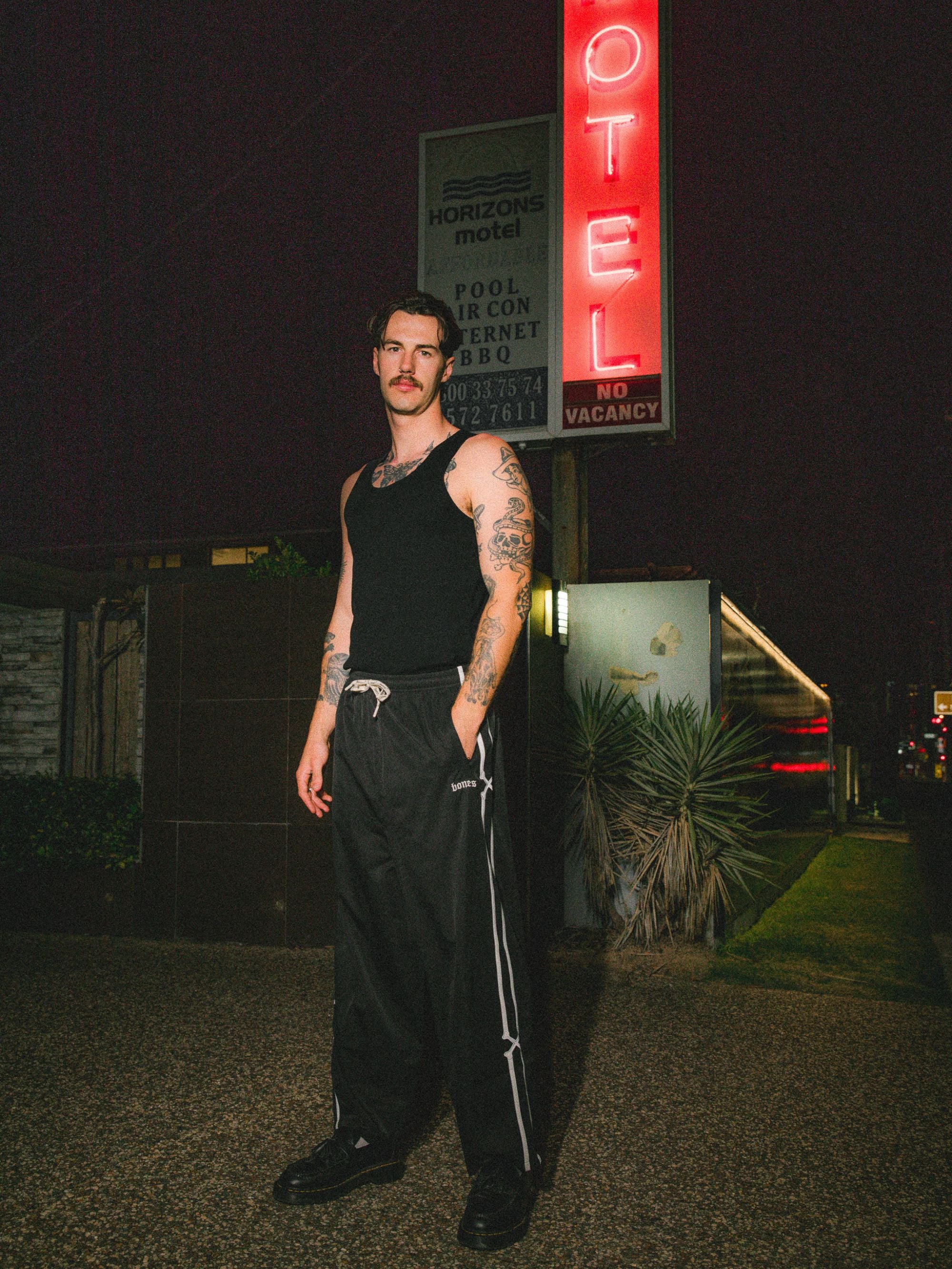 Doubled Crossed Track Pant - Black