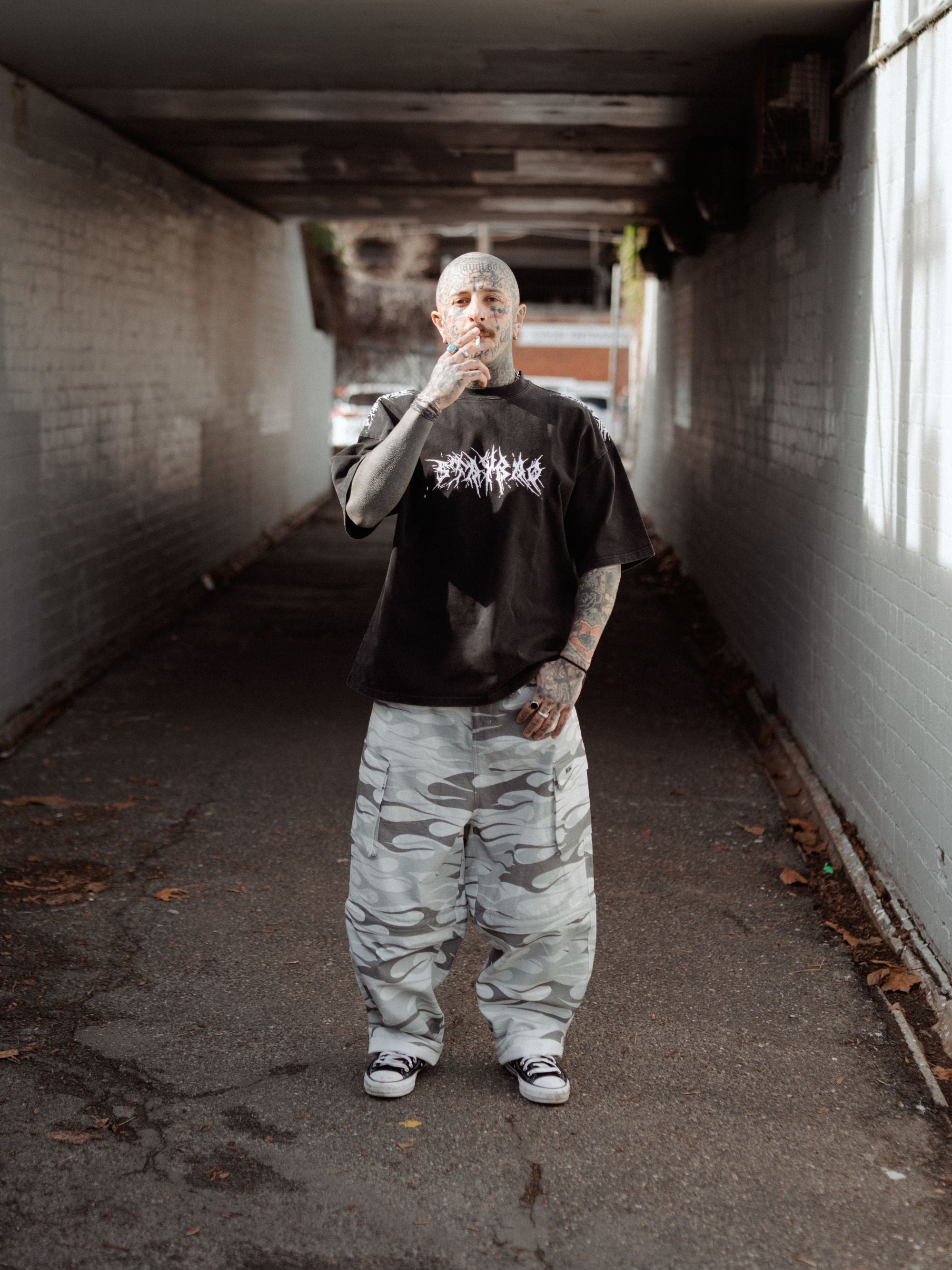 Stay Bad Static Tee - Washed Black