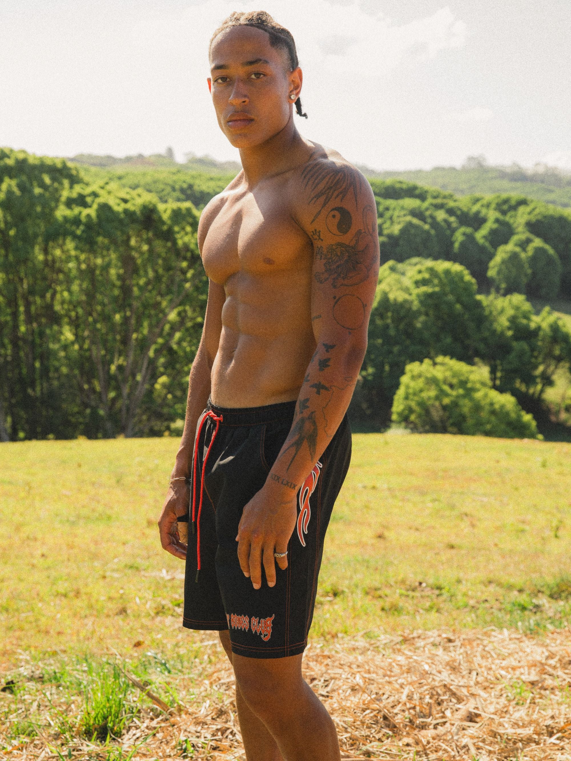 No Rain, No Flowers Boardies - Black