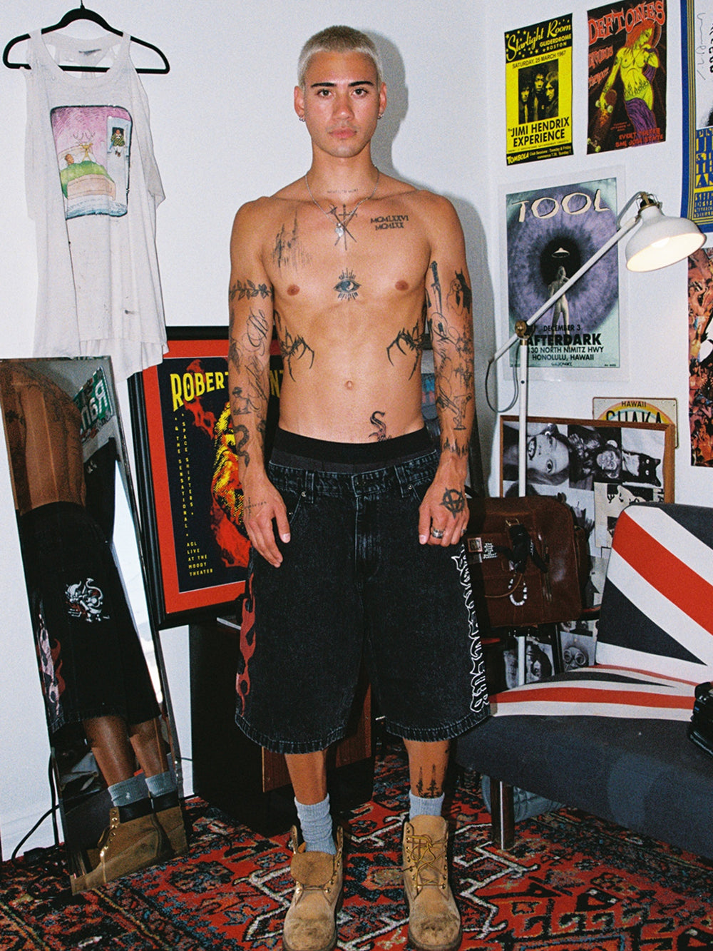Bones Club Denim Jorts - Washed Black