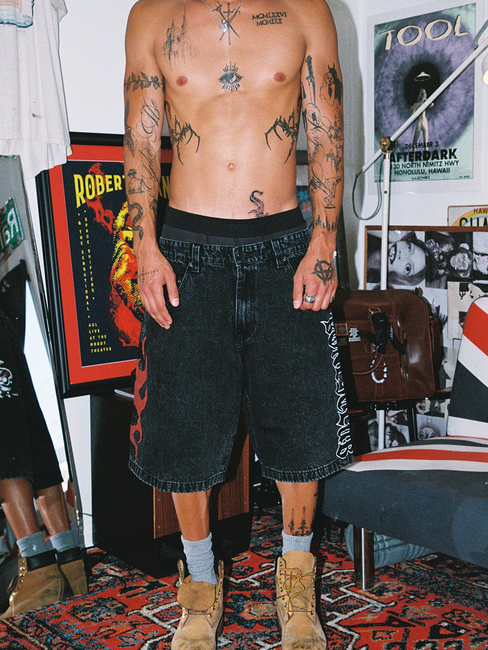 Bones Club Denim Jorts - Washed Black