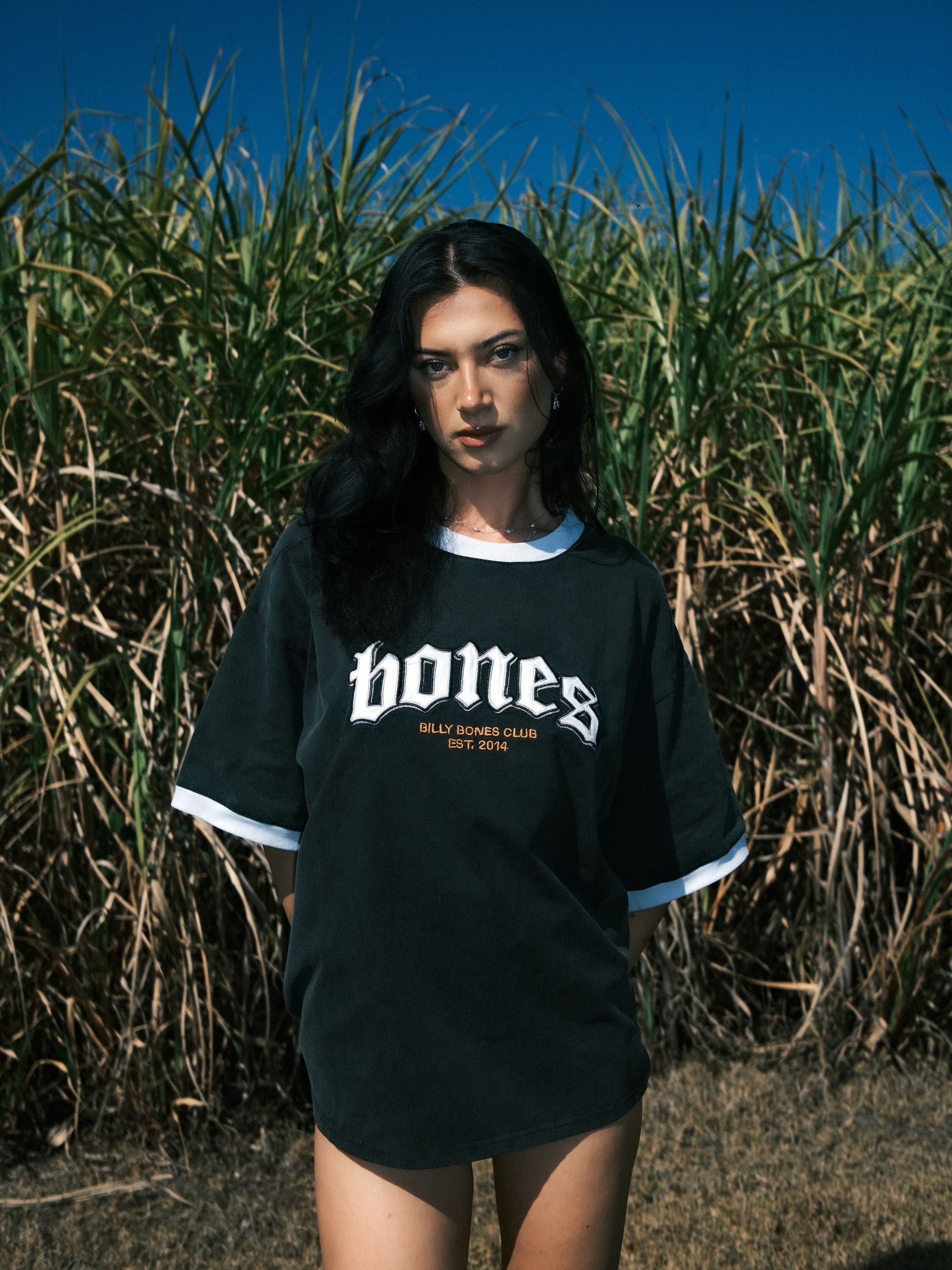 Bones Classic Ringer Tee - Vintage Black/ White