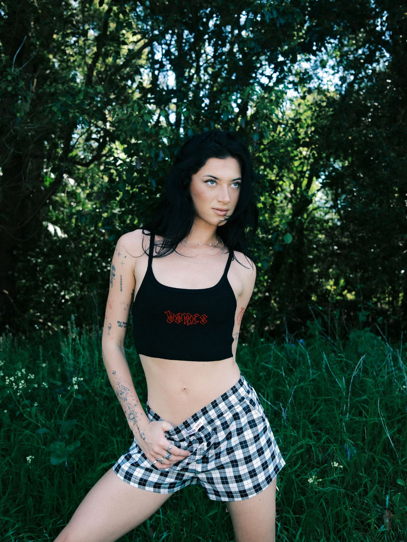 Bones Club Rib Crop - Vintage Black