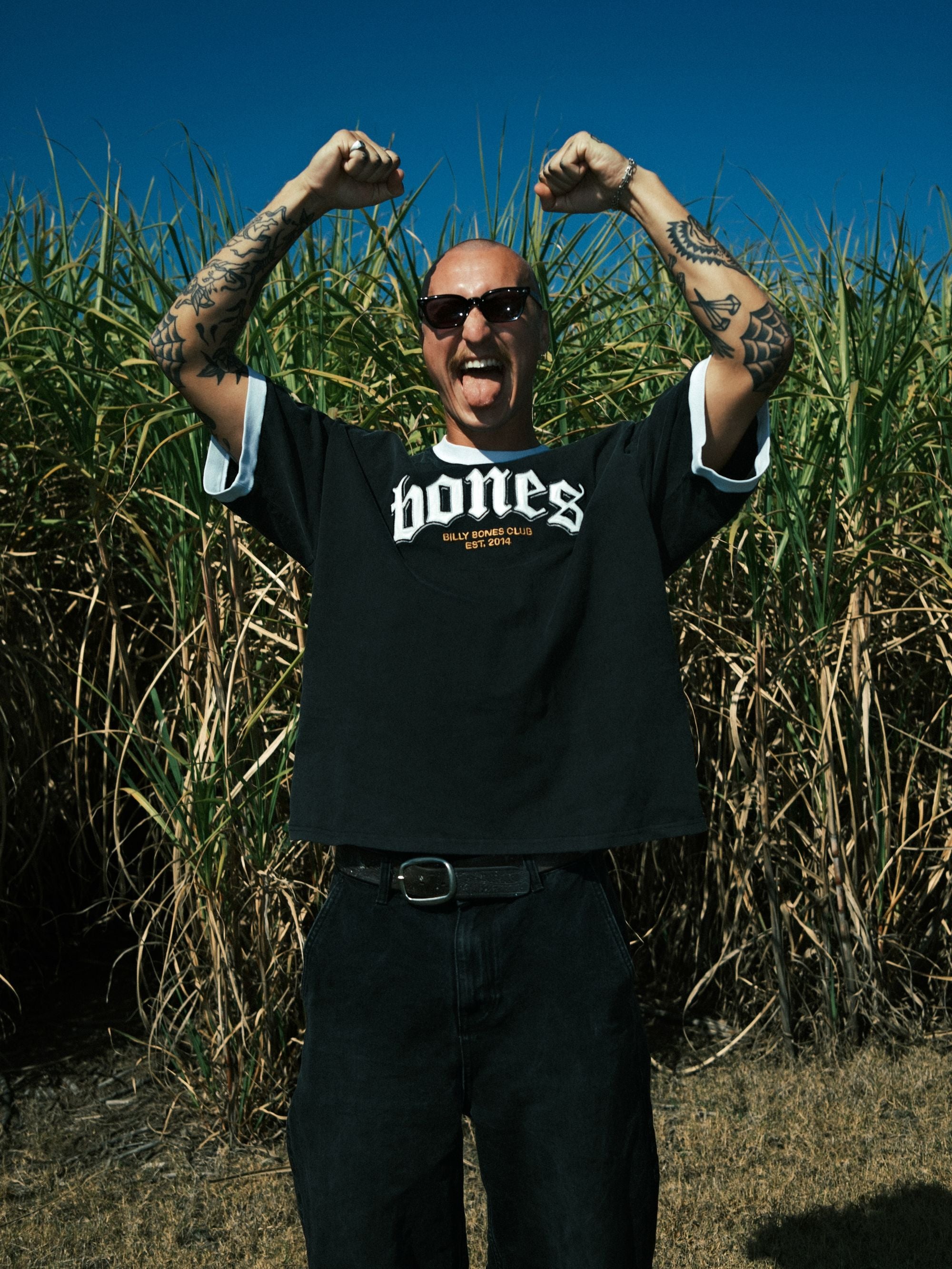 Bones Classic Ringer Tee - Vintage Black/ White