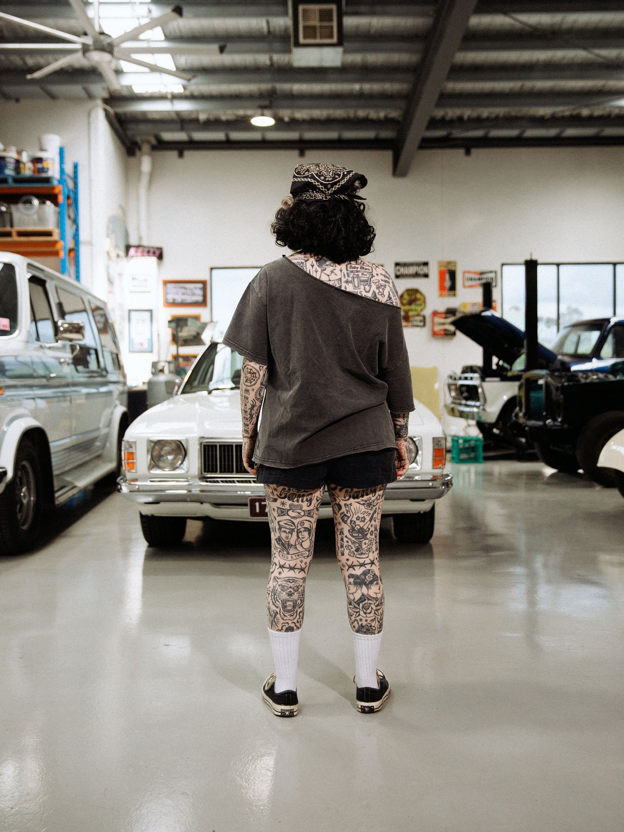 Live Fast Off Shoulder Tee - Washed Black