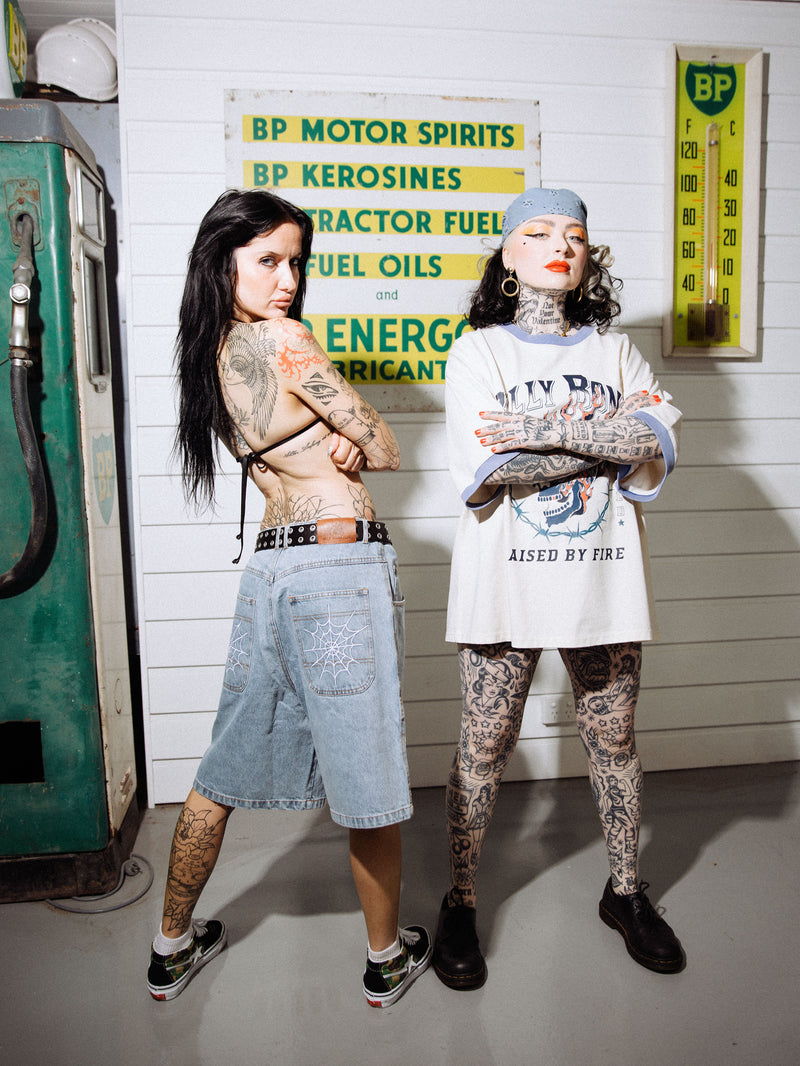 Webbed Denim Short - Washed Blue