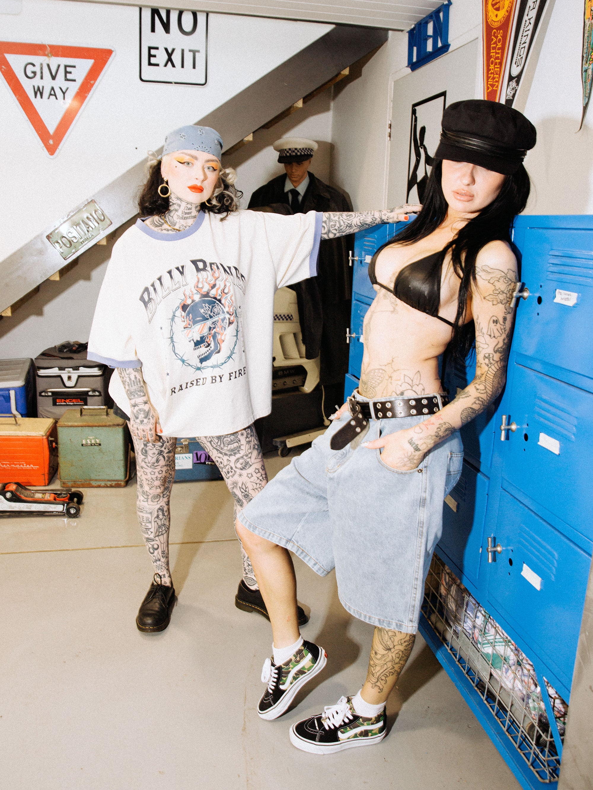 Raised By Fire Ringer Tee - Vintage White/Blue