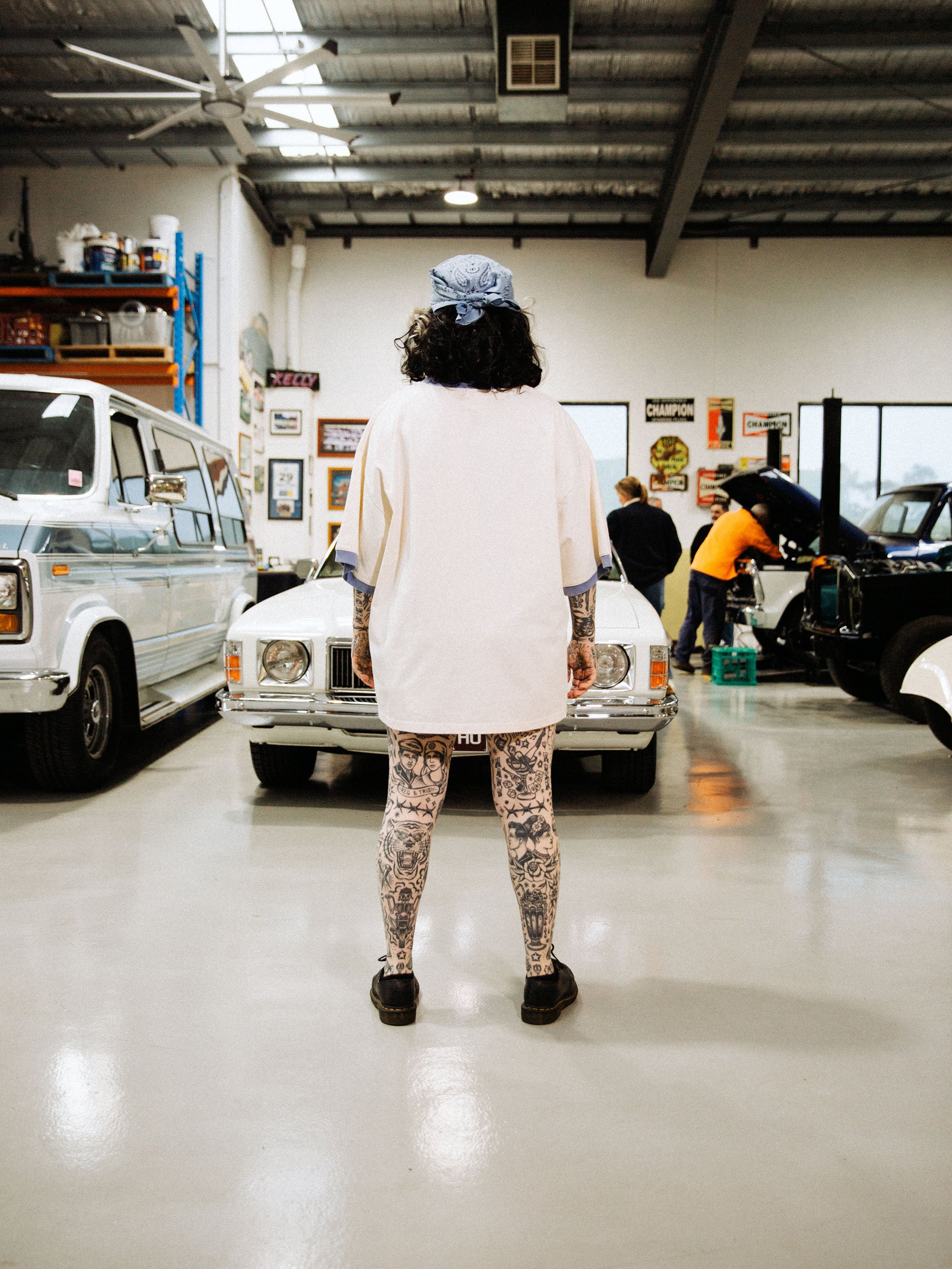 Raised By Fire Ringer Tee - Vintage White/Blue