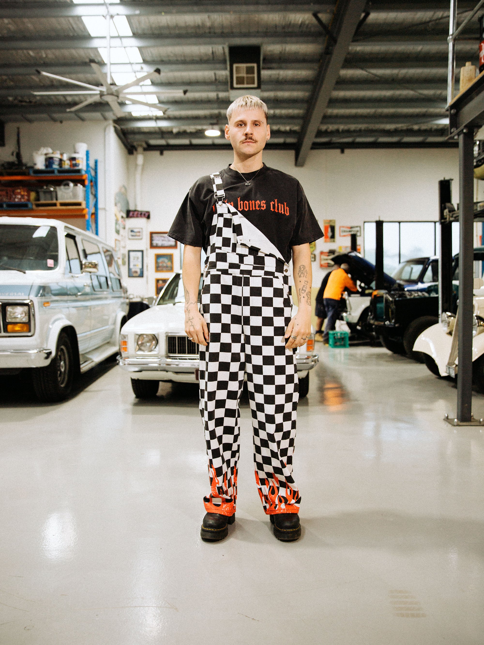 Burner Overalls - Check/Flame