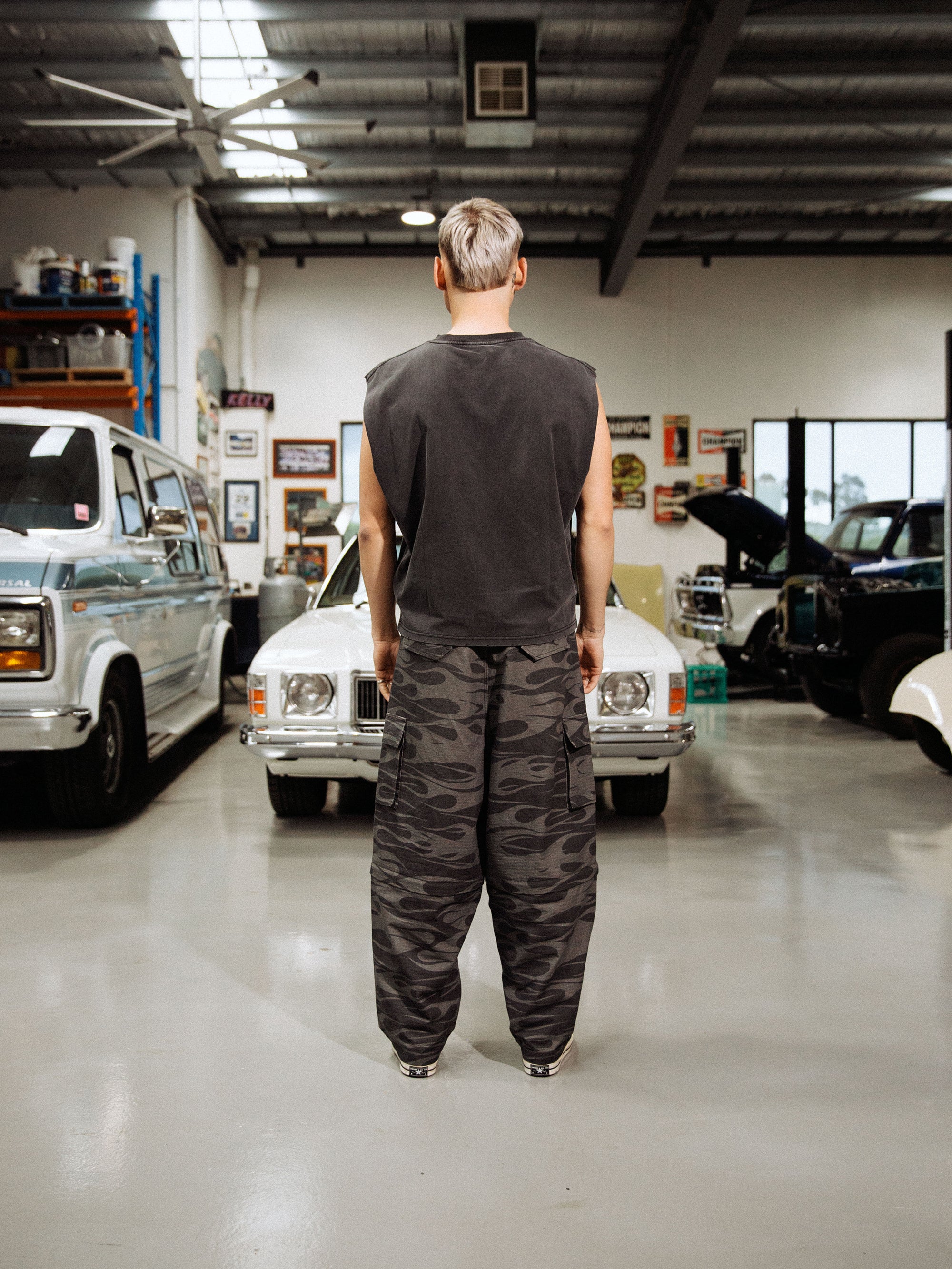 Drive Me Crazy Muscle Tee - Washed Black