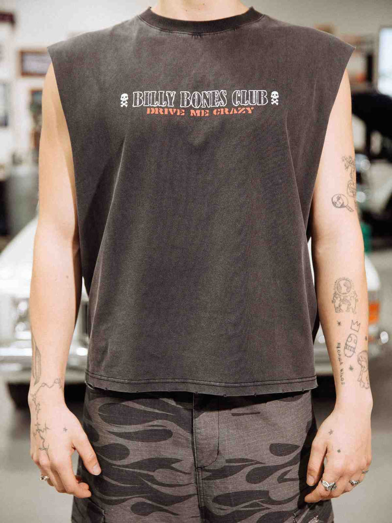 Drive Me Crazy Muscle Tee - Washed Black