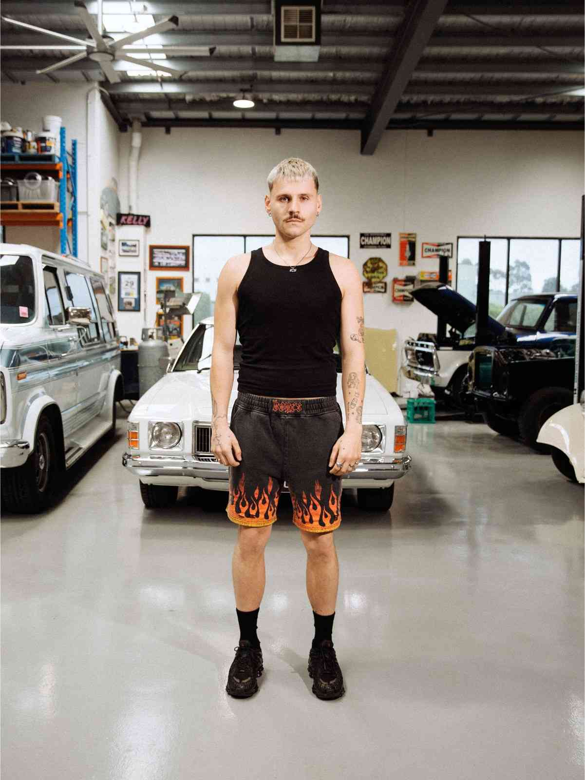 Burner Jersey Shorts - Flame/Washed Black