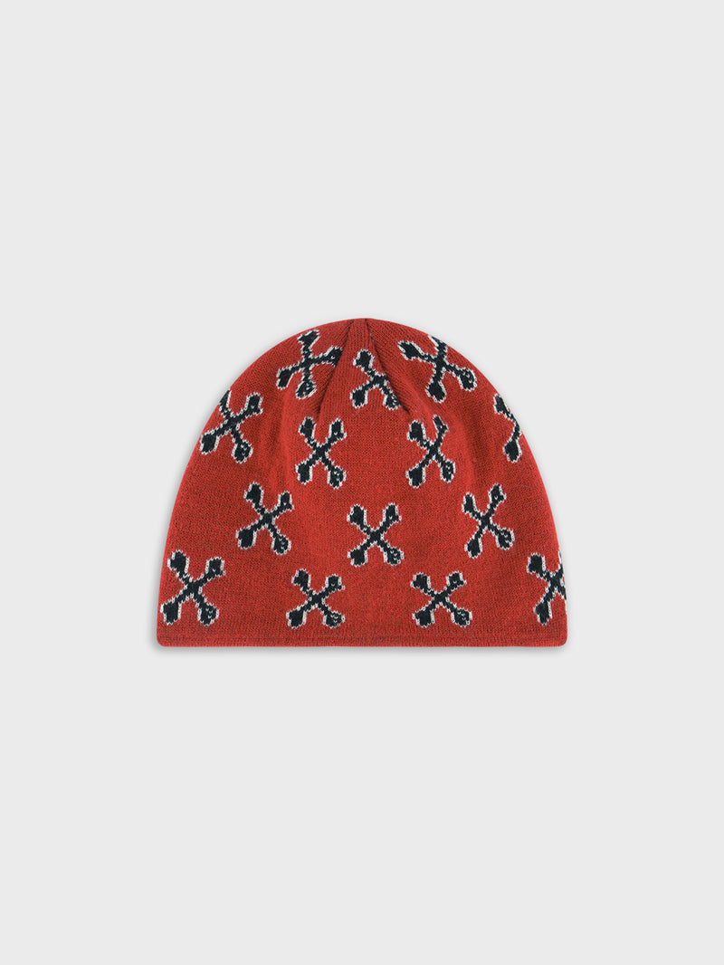 Bones Academy Skull Cap Beanie - Red
