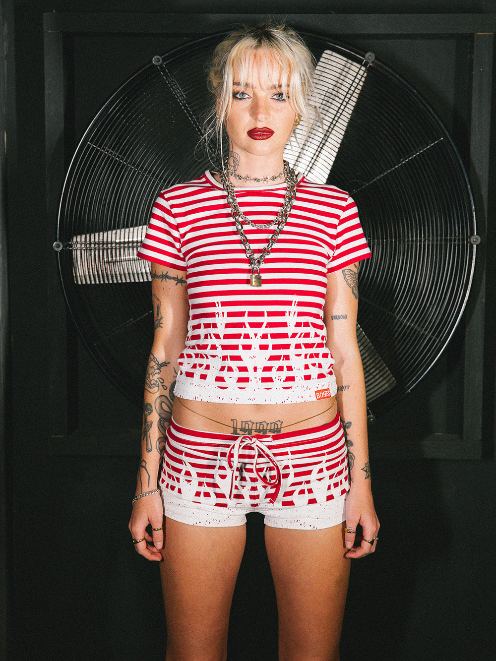 Striped Booty Burner Shorts - Red
