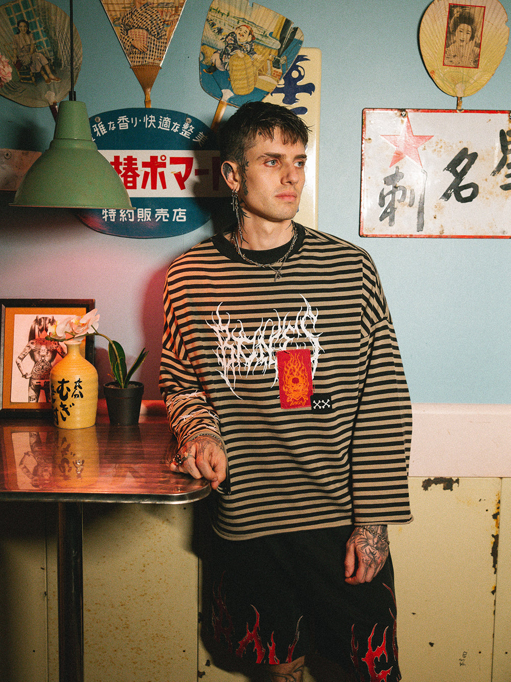 Rocker Longsleeve Patch Tee - Striped