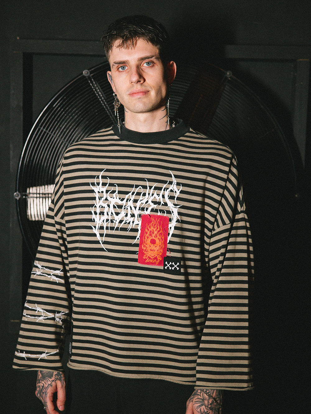 Rocker Longsleeve Patch Tee - Striped