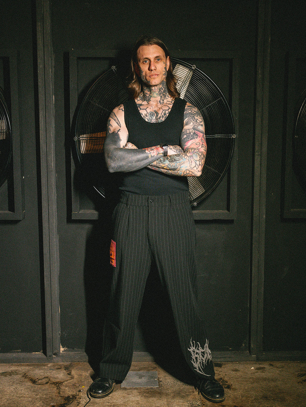 Rocker Pinstriped Pants - Black