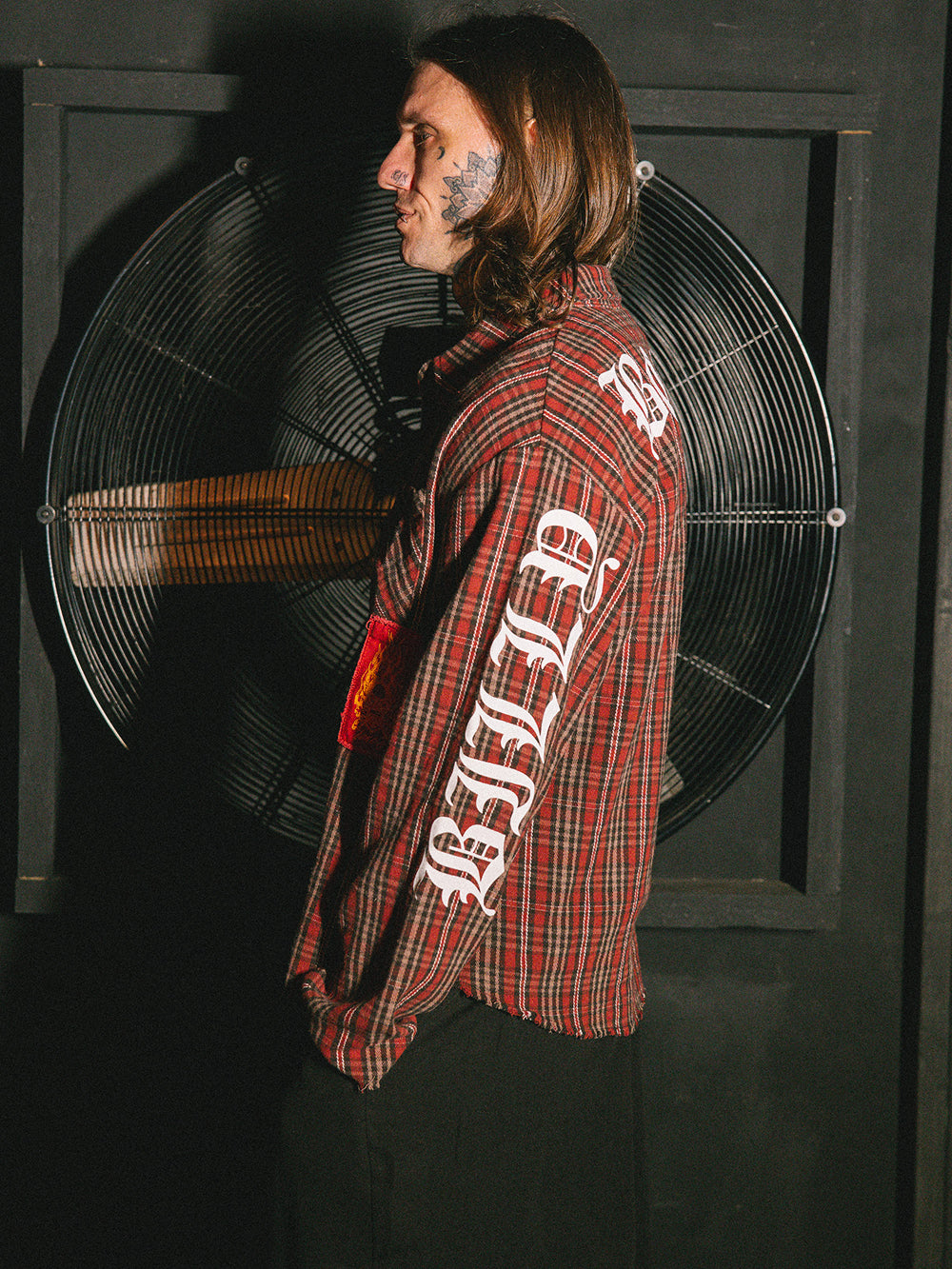 Rocker Patch Plaid Shirt - Red