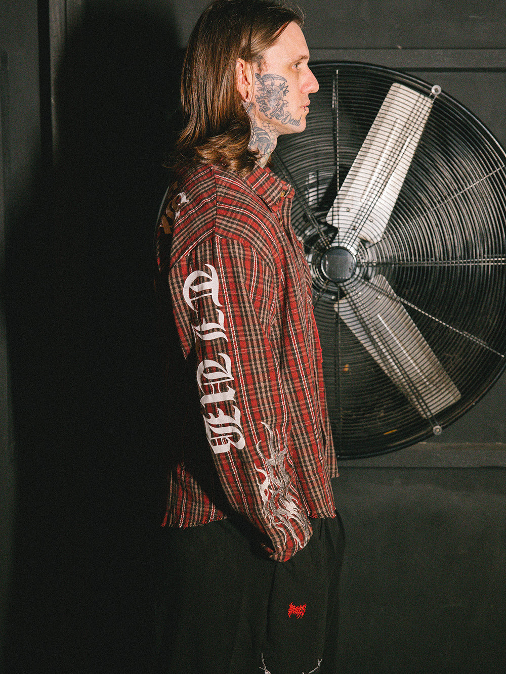Rocker Patch Plaid Shirt - Red