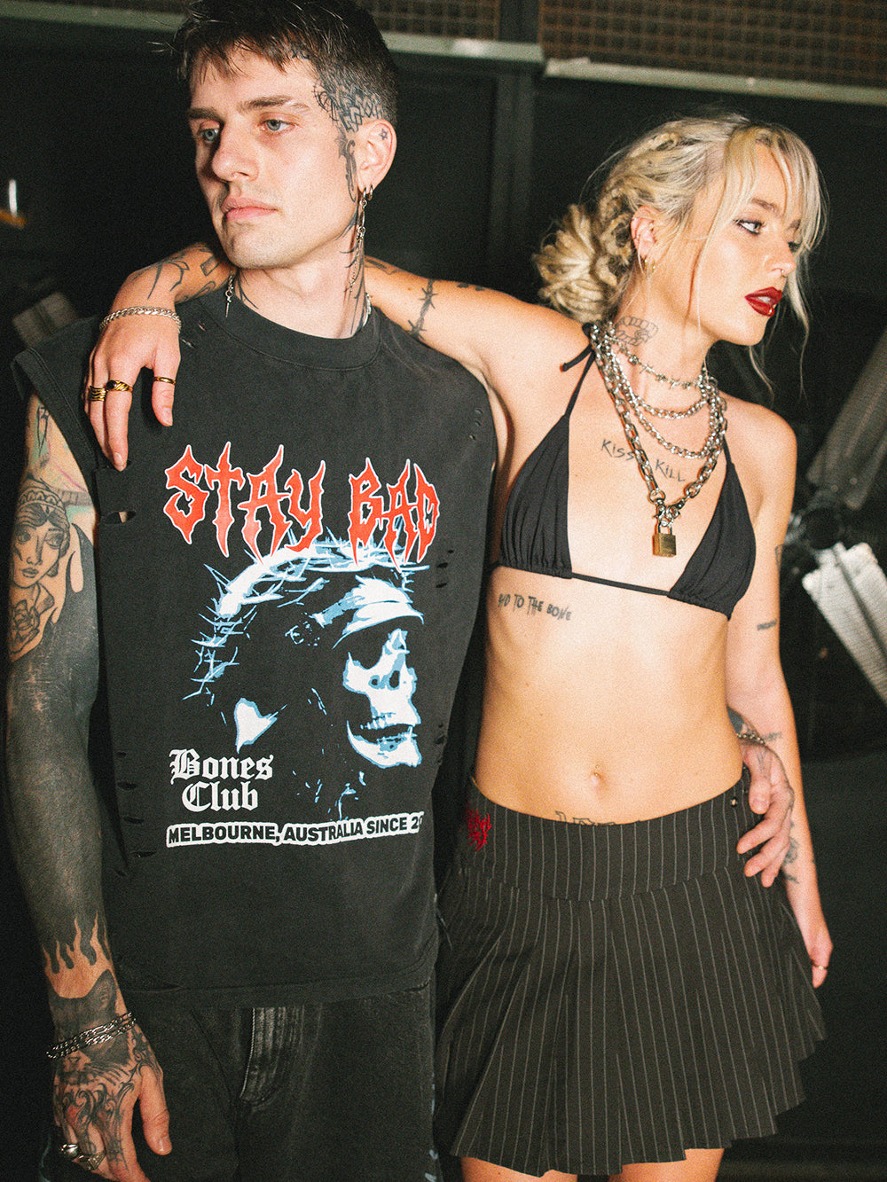 Stay Bad Distressed Tank - Vintage Black