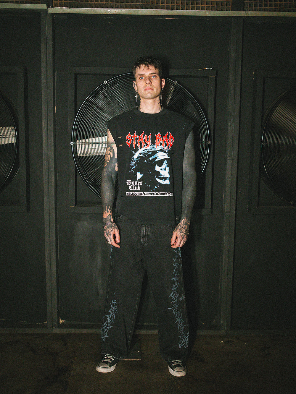 Stay Bad Distressed Tank - Vintage Black