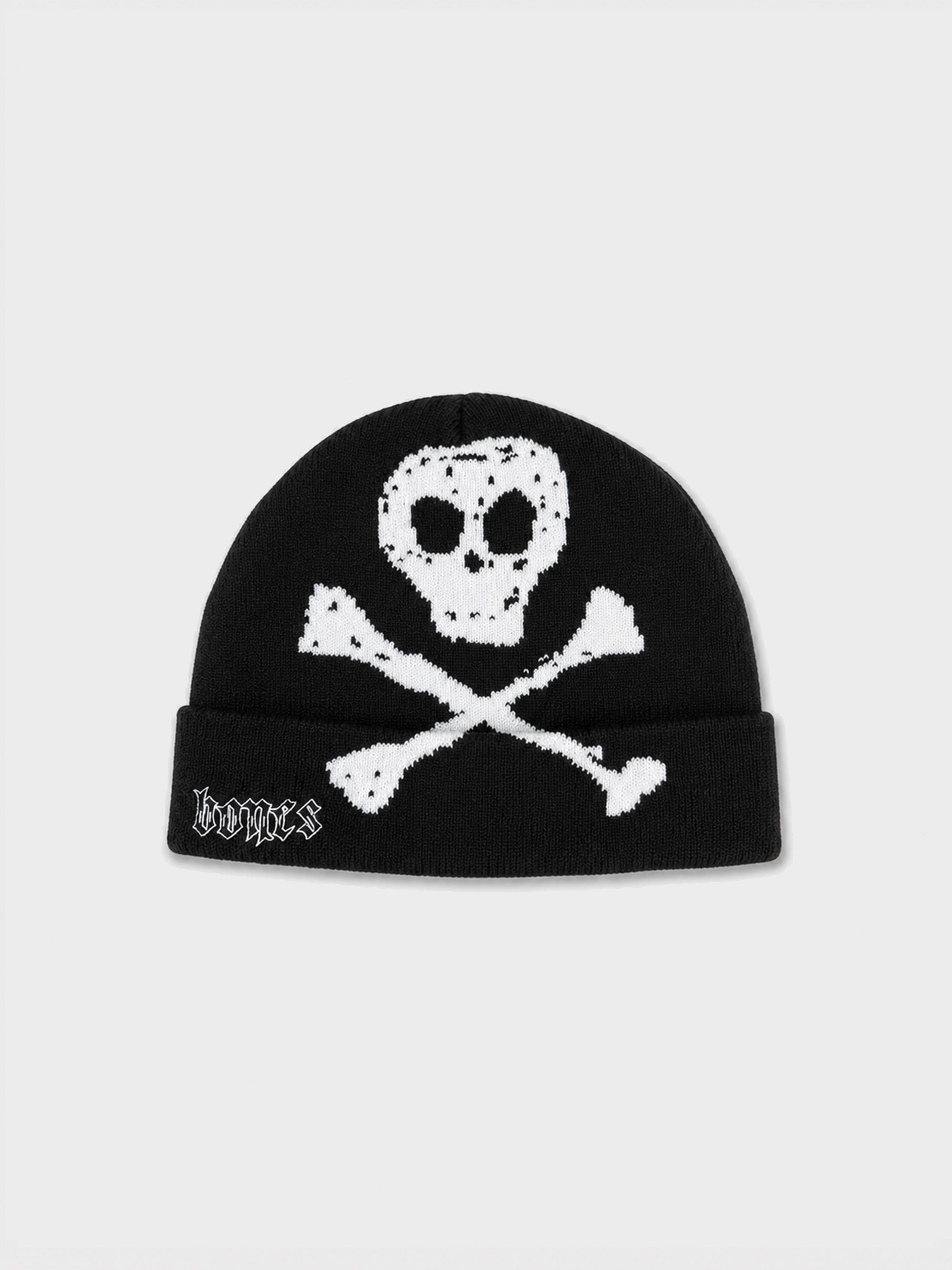 Bones Skully Beanie - Black/White