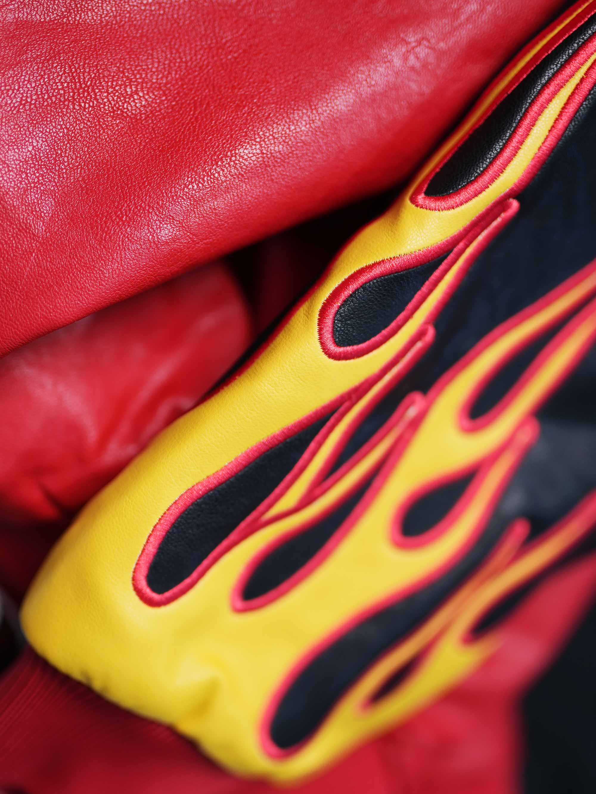 Art of 0 F*cks Leather Jacket - Black/Crimson