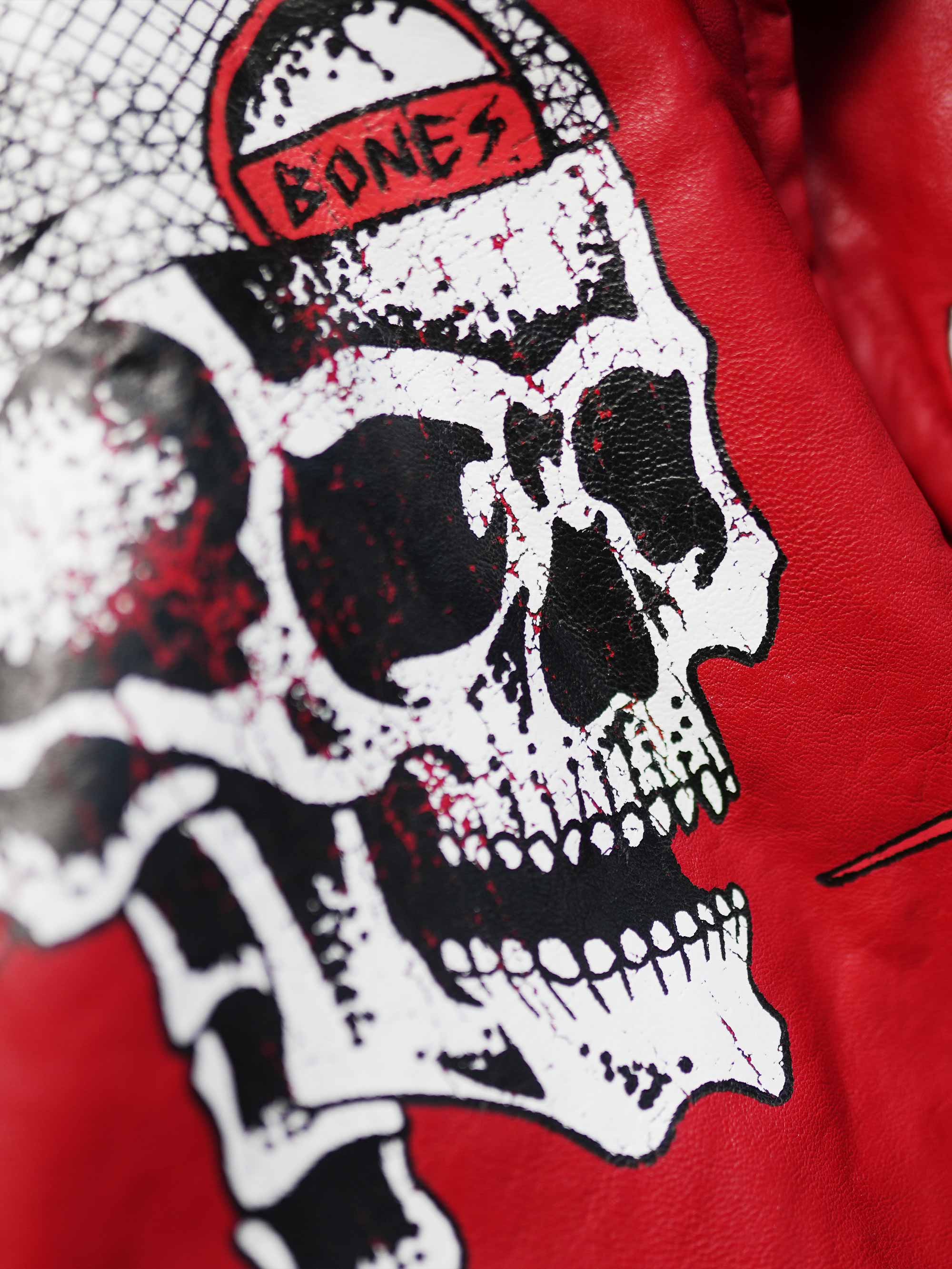 Art of 0 F*cks Leather Jacket - Black/Crimson