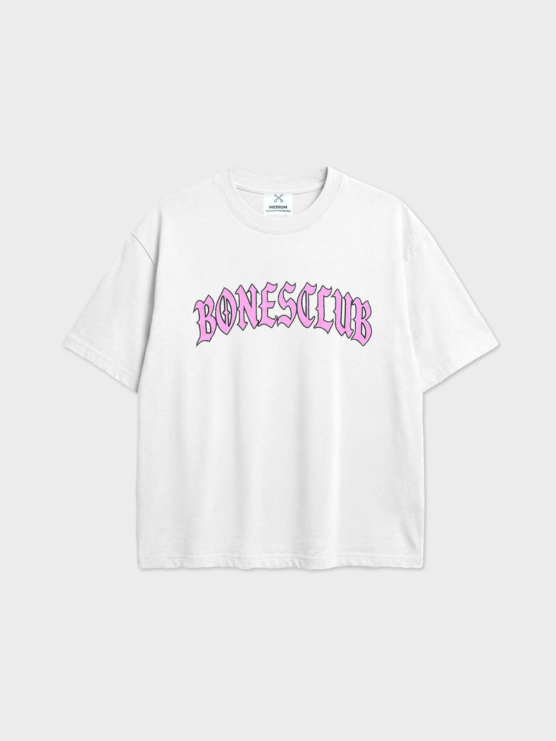 Bones Club Gothic Tee - Vintage White/Pink