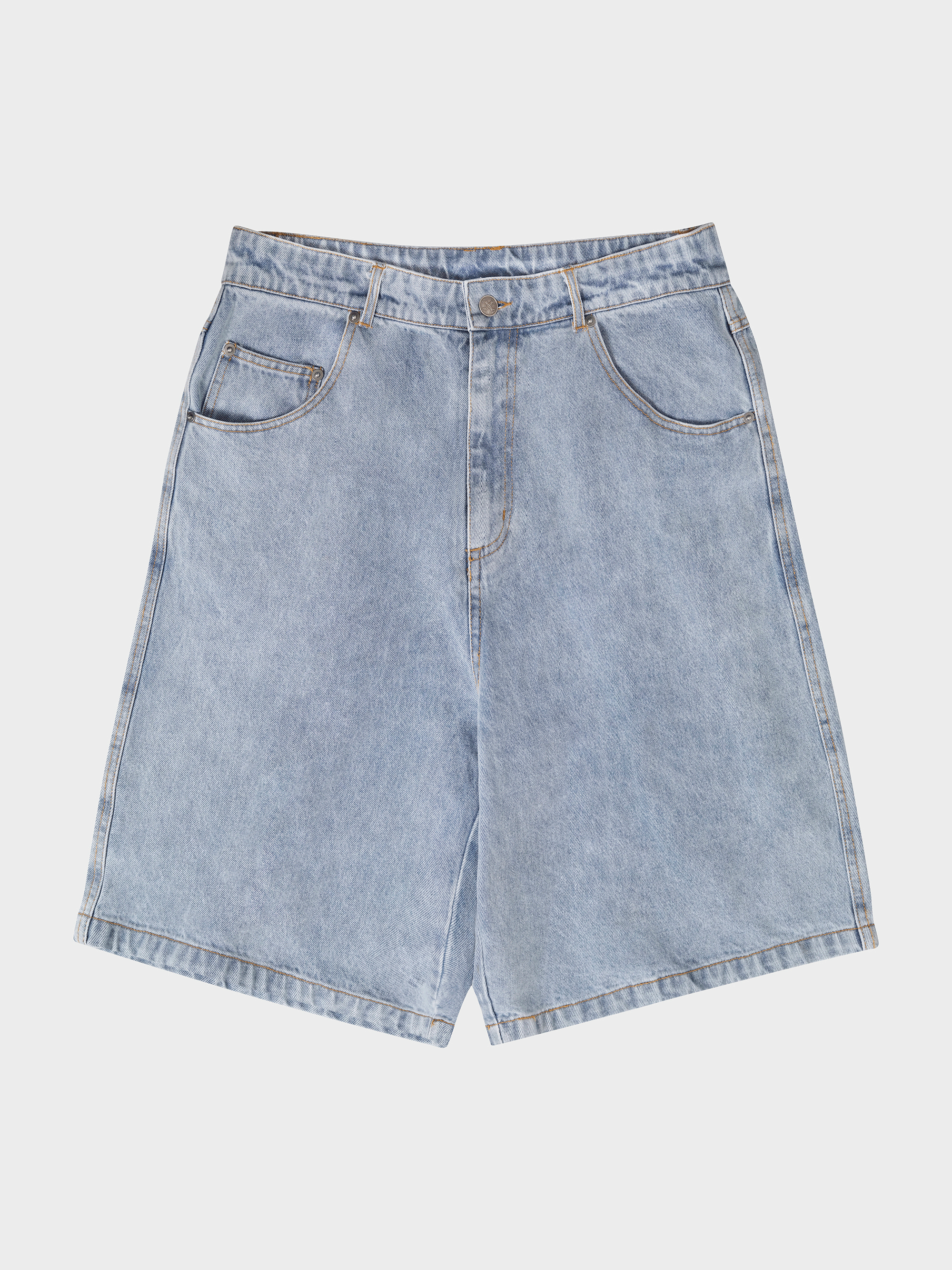 Webbed Denim Short - Washed Blue