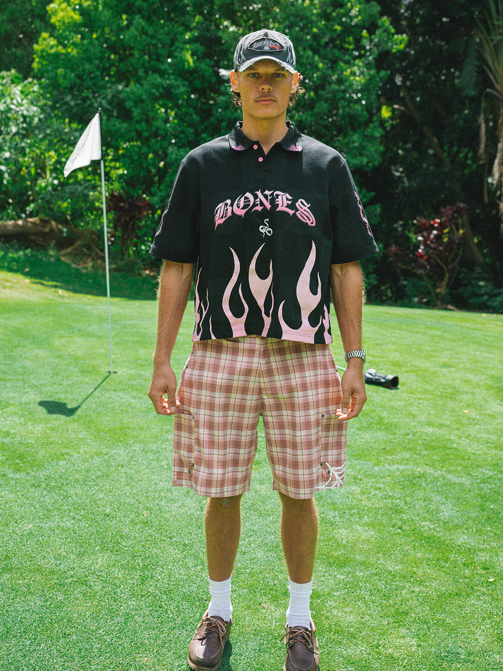 Flamed Swinger Polo - Black/Pink