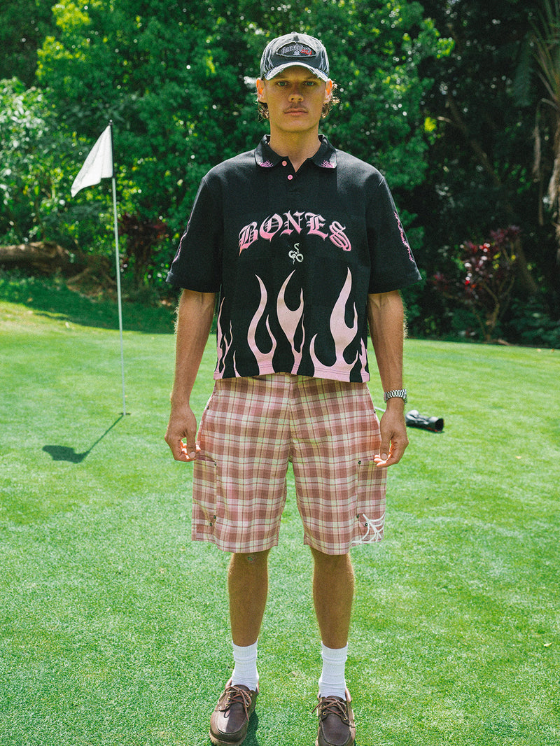 Flamed Swinger Polo - Black/Pink
