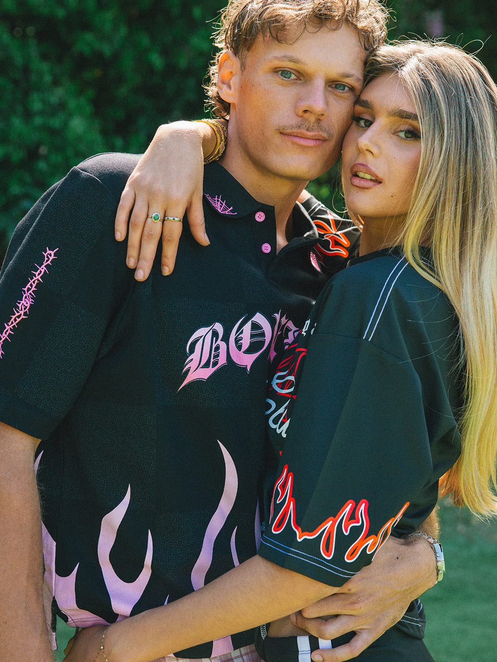 Flamed Swinger Polo - Black/Pink