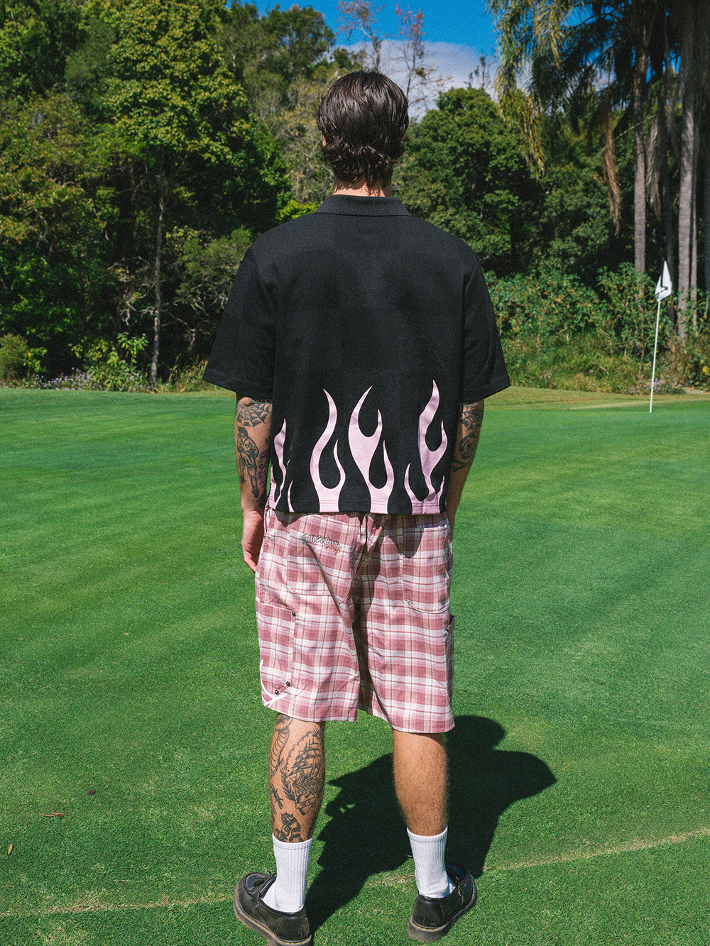 Flamed Swinger Polo - Black/Pink