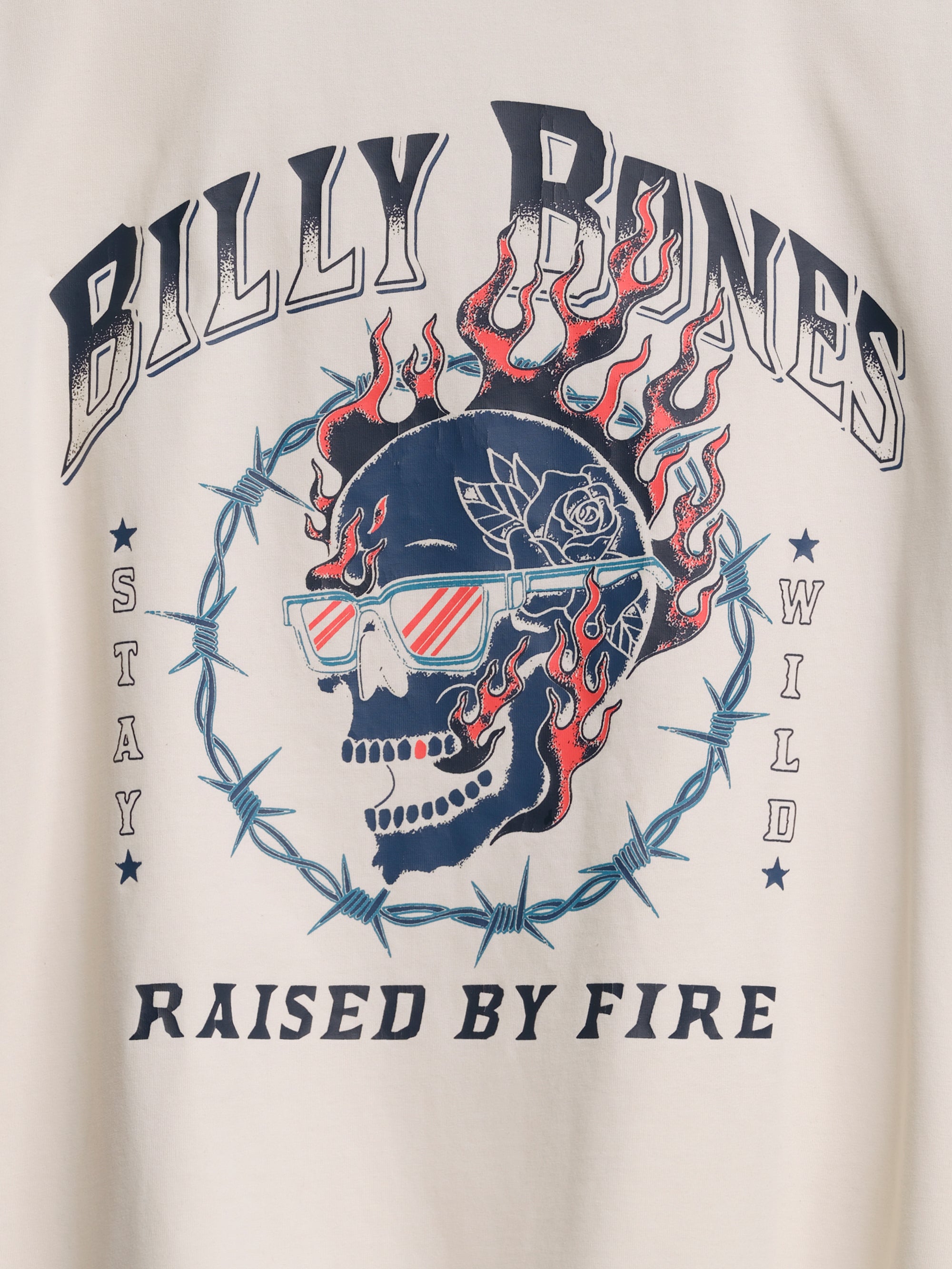 Raised By Fire Ringer Tee - Vintage White/Blue