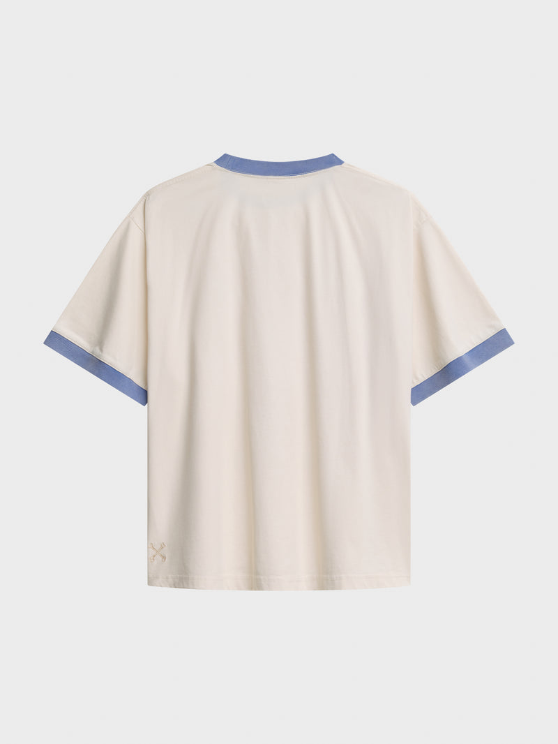 Raised By Fire Ringer Tee - Vintage White/Blue