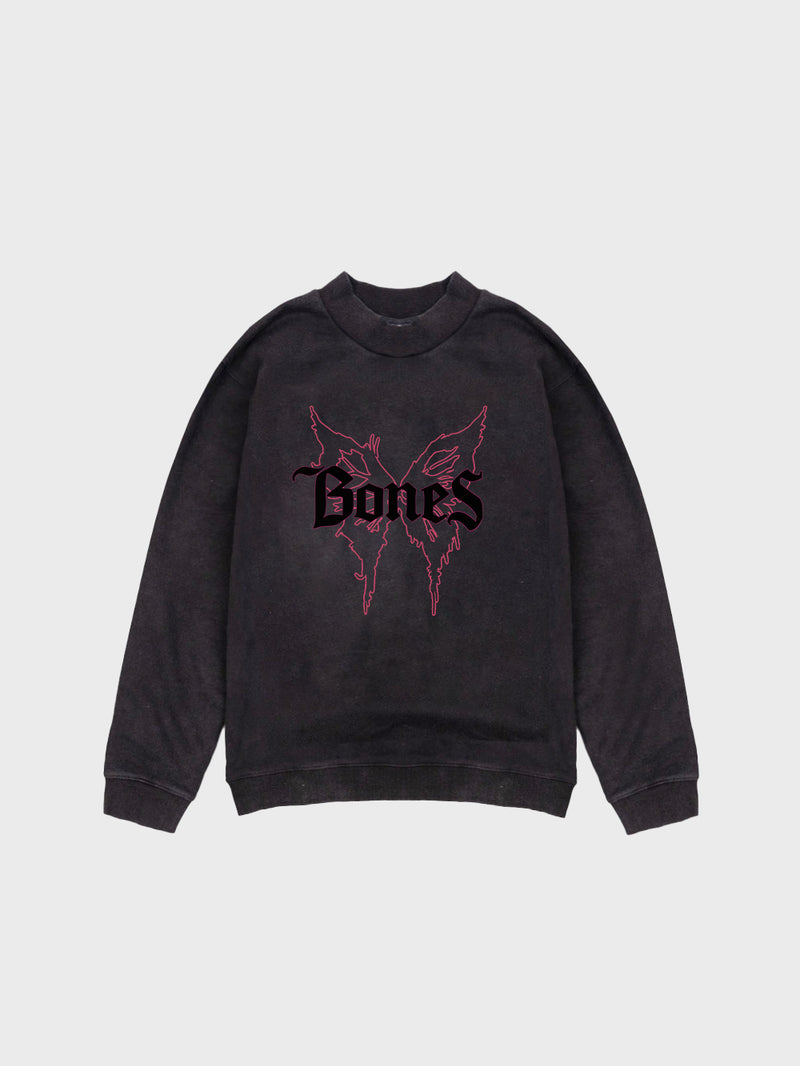 Bones Butterfly High Crew - Washed Black