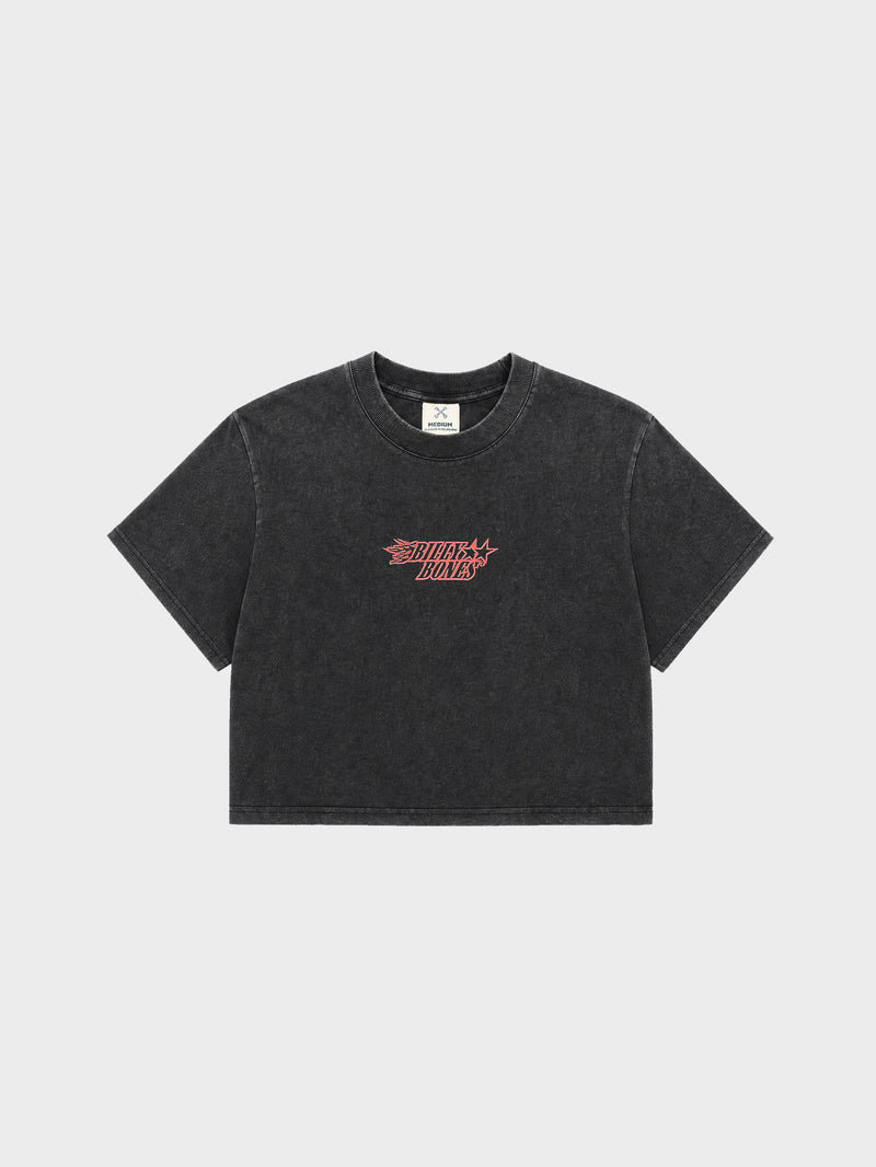 Saloon Crop Tee - Washed Black
