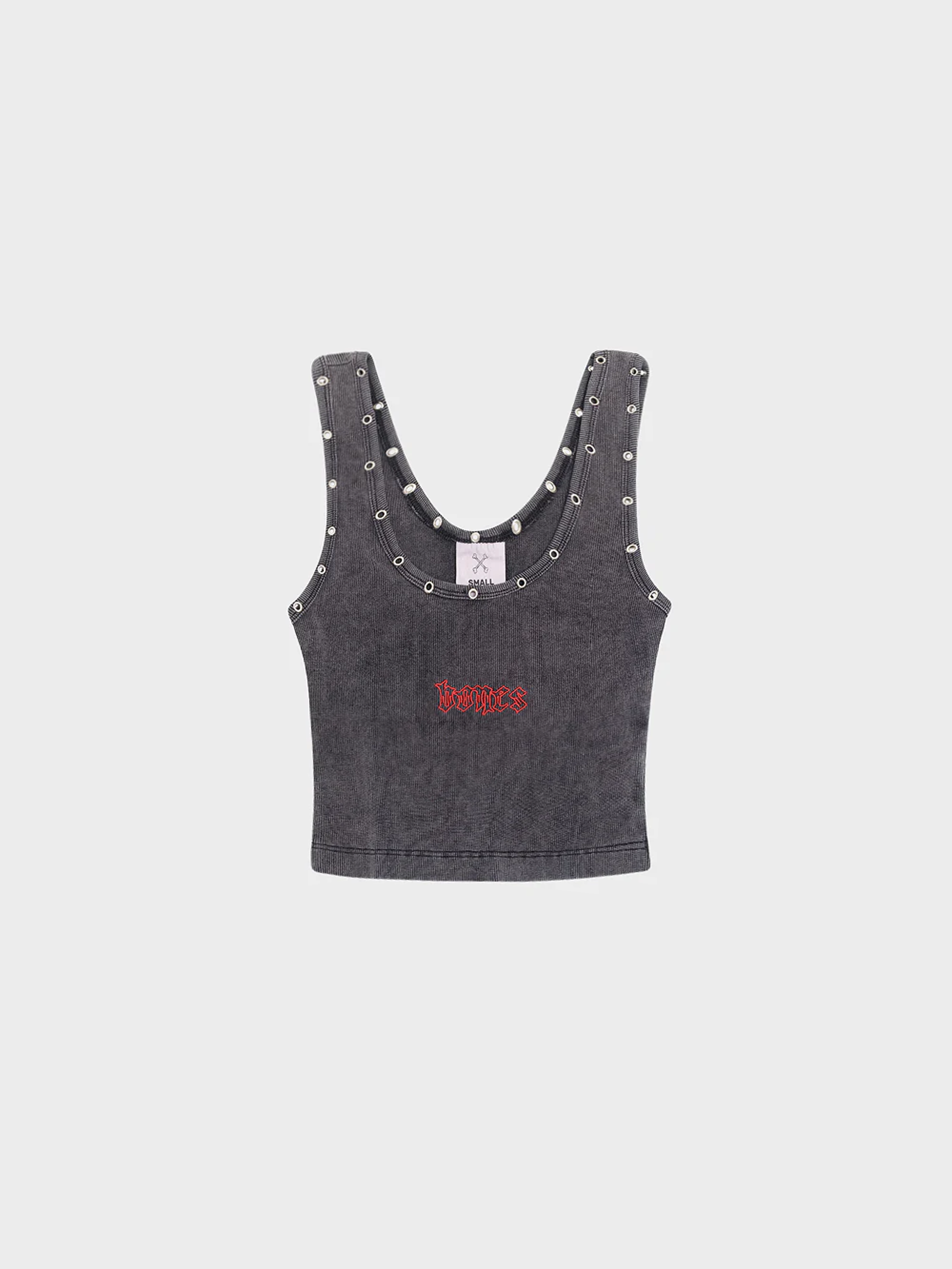 Eyelet Ribbed Tank - Vintage Black