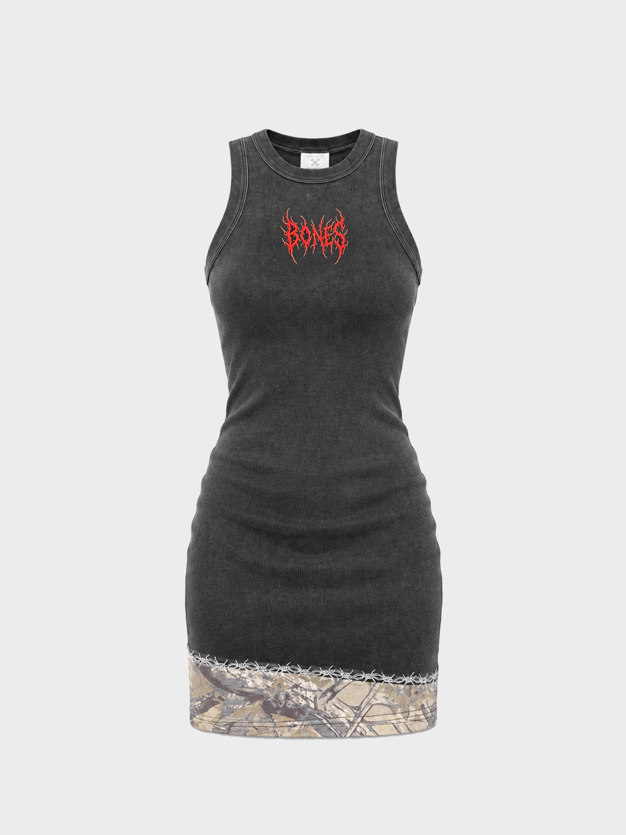 Thorned Camo Dress - Washed Black
