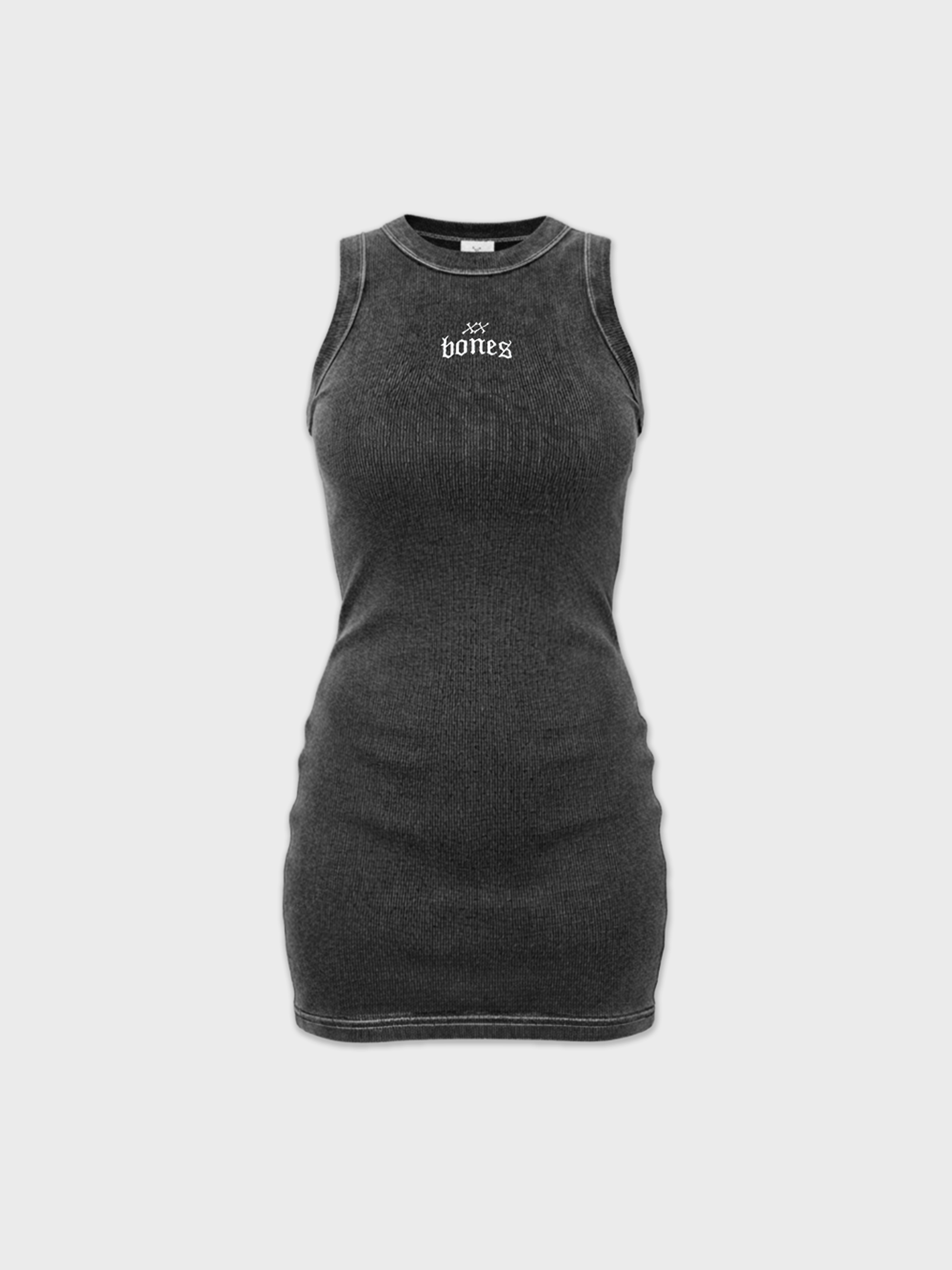 Double Crossed Ribbed Dress - Vintage Black