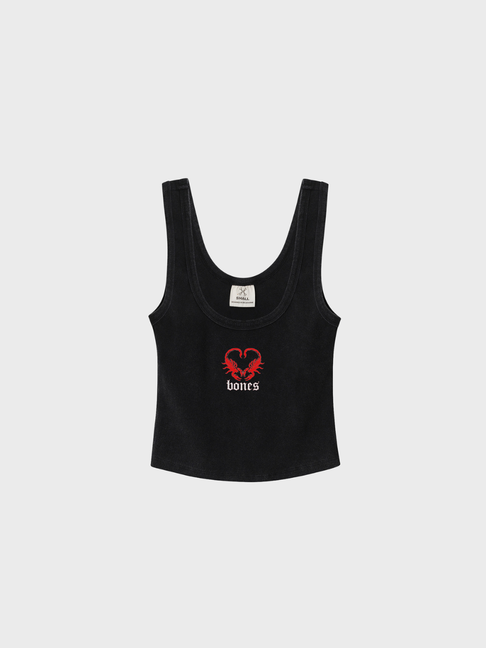 Love Bites Low Crop Tank - Vintage Black